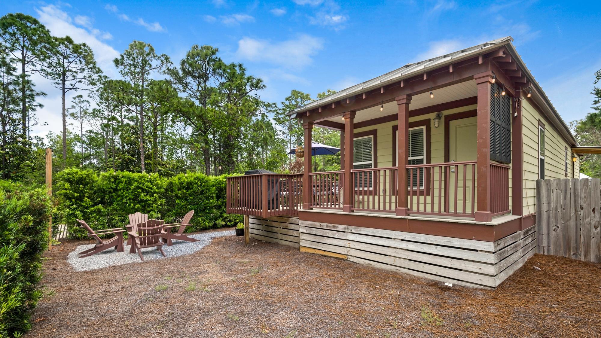 Available mid-September.  Fully furnished and rental rate includes Internet, Power, Water and Sewer in monthly rental rate! Tenant required to obtain phone and cable if needed.  This two bedroom, one bath cottage is a few short blocks to the emerald waters of the Gulf Coast public beach access and a short a bike ride to the shops and dining of Seaside. The pedestrian friendly walk and bike path are also in close proximity to the house. The beach is about 2.5 blocks from the house straight down San Juan Ave. This listing is for the two bedroom main house (single story) only. There is also a detached one bedroom guest cottage on the property being rented separately. The homes are situated to allow for added privacy.