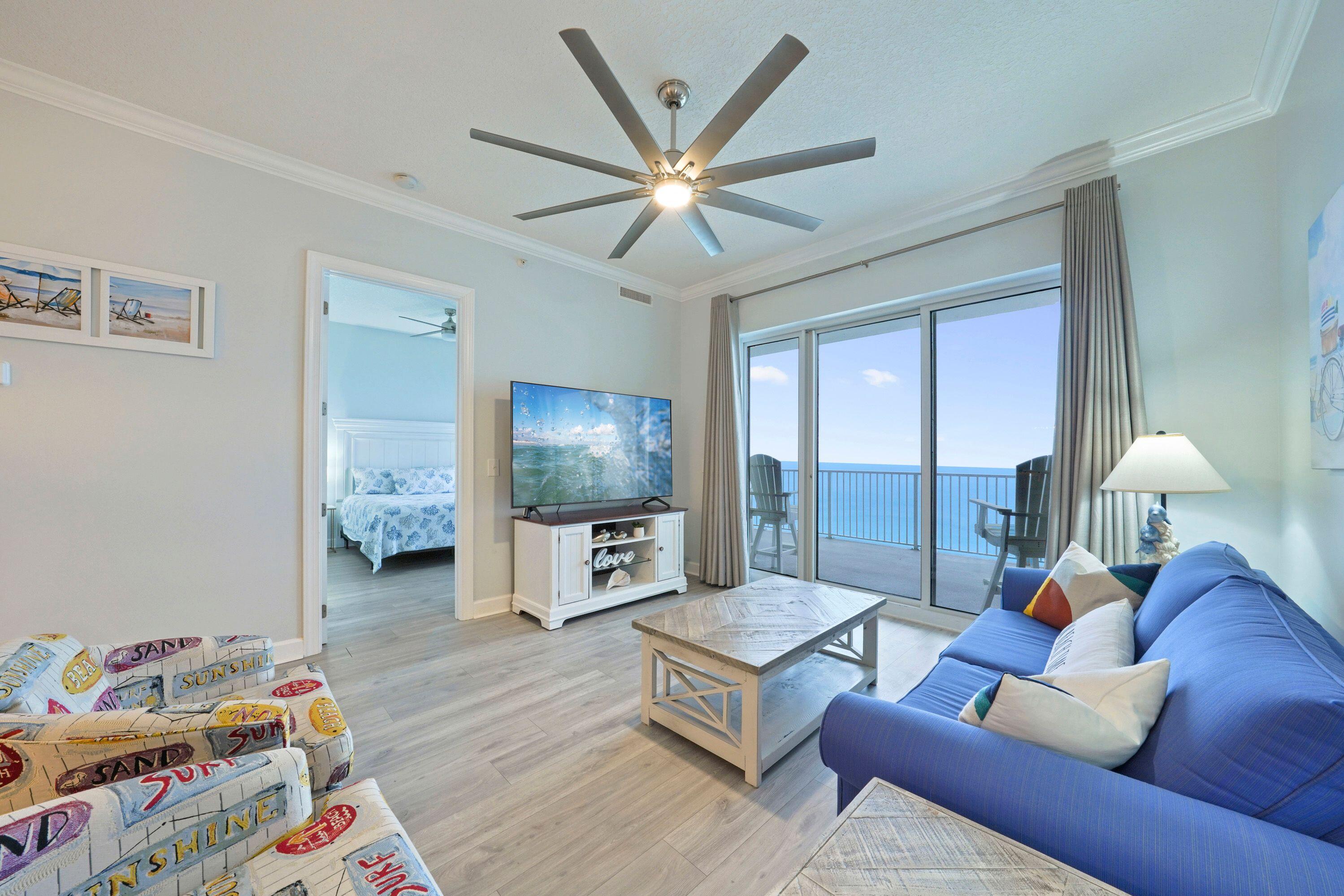 Experience luxury coastal living in this completely remodeled 2-bedroom, 2-bath condo at Ocean Reef in Panama City Beach! Boasting 11-foot ceilings and 8-foot doors, this unit feels open and airy, perfectly complementing the breathtaking Gulf views from the oversized balcony—one of the largest in PCB! Every detail has been updated, including brand-new appliances, modern flooring, stylish vanities, and beautifully tiled showers. The AC (2020) and water heater (2021) provide peace of mind, ensuring comfort year-round. Ideally located near PCB's top dining, shopping, and recreation, this condo is perfect as a primary residence, vacation home, or high-performing rental. Don't miss this turn-key Gulf-front gem—schedule your showing today!