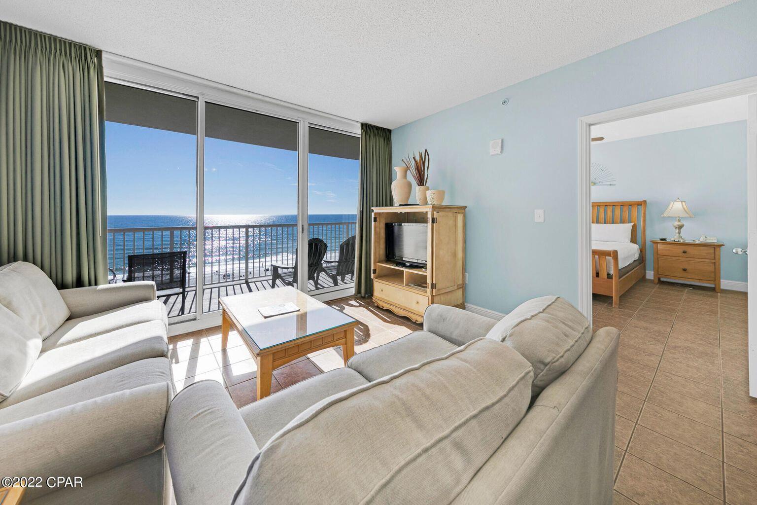 : Terrific floorplan and excellent elevation! This one of a kind property conjures up images of sun-splashed days of swimming, biking, and relaxing. It
lives like a beach house but comes with all the benefits of owning a condo. Property will convey fully furnished and rental ready, complete with high quality
furnishings, window treatments, and artwork that welcome you to lie back, relax, and enjoy panoramic views of the pool, beach, and ocean. Open floorplan and 9'
ceilings allow for fabulous Gulf and sunset views from balcony, living room, dining room, kitchen, & master suite providing the ultimate alfresco living and
entertaining environment!