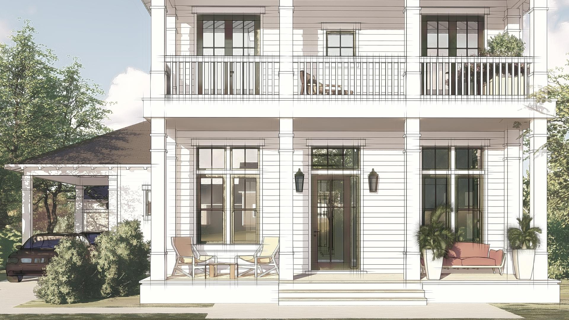 The Ellis floor plan built by the Arkon Group features a modern layout with plenty of coastal charm. With an estimated completion date of June 2022, this stunning 4-bedroom, 4.5-bathroom home includes a first floor junior master suite and second floor master, 2  home offices for work/school, upstairs den, 2-car detached garage + carport, along with a summer kitchen and private pool with a sun shelf. Luxury finishes include wire-brushed hardwood flooring, quartz countertops with marble backsplash, unique tile in each bathroom, Thermador stainless steel appliances, and beautiful front porch gas lanterns. This homesite backs up to nature preserve offering peaceful views and added privacy.