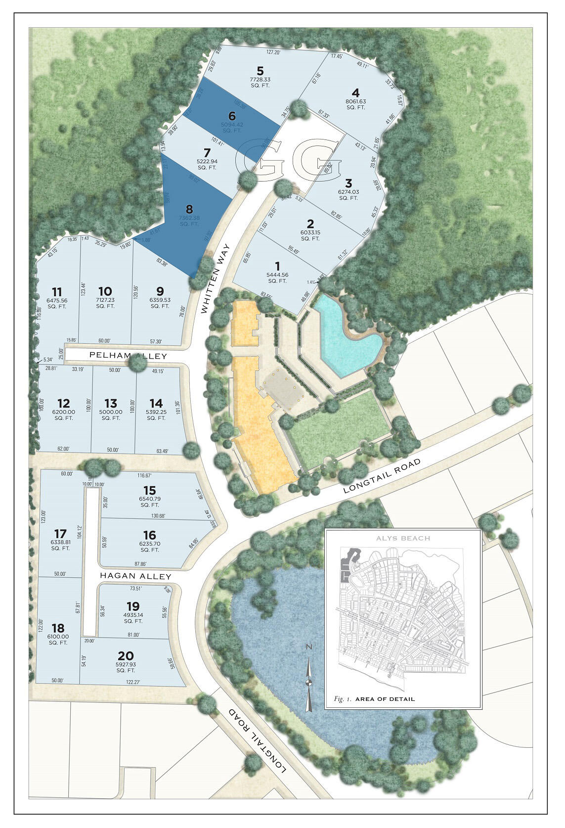 The Phase 4, GG Block section of Alys Beach will be a neighborhood where nature dominates the scene and weaves its way through a varied collection of picturesque homes organized around an expansive wetland park and nature preserve. The collection of cottage homes and gardens embraces the adjacent nature preserve and wetland park. The neighborhood streetscape is characterized by a reflective canvas of undulating white garden walls that open into landscaped courtyards and gardens — all set against a variegated assortment of the green and gold textures of the rugged natural setting. A neighborhood that is a bit more 'country' than 'town.'