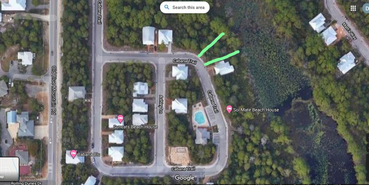 Location, location, location. Property is located in the perfect spot 30 or 40 yards up the street from the neighborhood pool and clubhouse on Cabana Trail. Also located on the close end of the neighborhood to the beach access, with quick access to the pathway to Redfish Village. Build a fantastic 3 story dream home with a fantastic view on this lot.