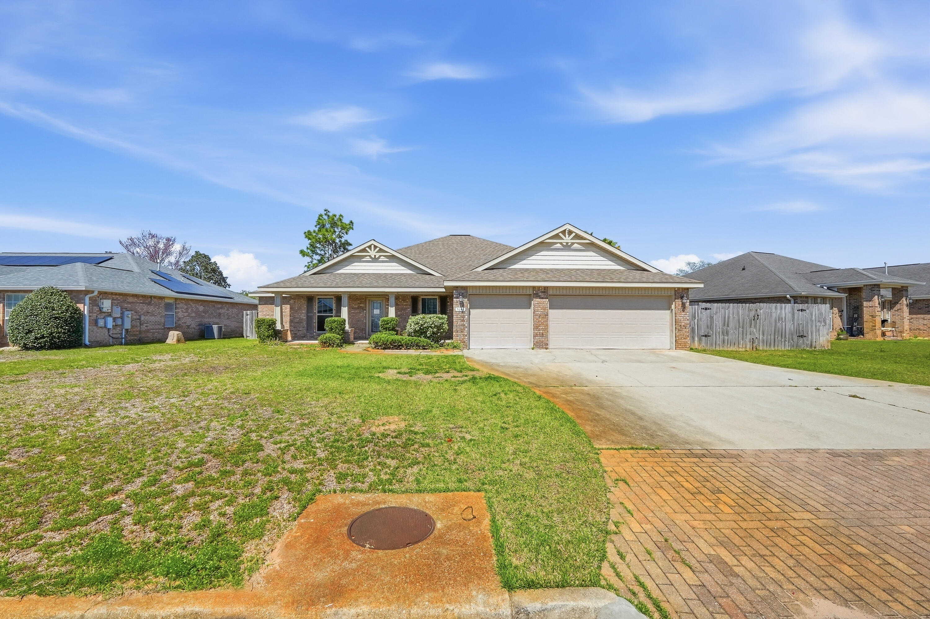 VA REO property--this home is ready for someone to bring it back to its full potential. With a few updates, including replacing several broken windows, installing a dishwasher & refrigerator, and adding fresh paint and new carpeting, this house can truly shine.
Located in the quiet subdivision of The Meadows, this spacious home offers four bedrooms, three full bathrooms, a bonus room, a separate office, and a formal dining room--plenty of room for everyone. The open floor plan features a generous kitchen and living area with a hop-up bar on the island, flowing into the breakfast nook and bonus room. 
Two of the additional bedrooms share a convenient Jack & Jill bathroom, while the third sits next to a full hall bath.  Luxury Master Suite and bath
