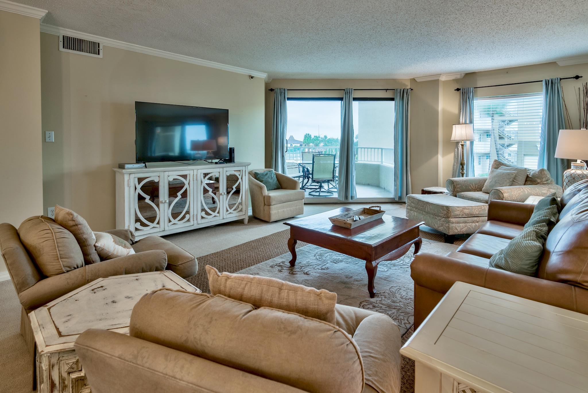 This open floor plan features three bedrooms; including a bunkroom with built-in bunk beds and two baths. Located in the gated development of Inlet Reef on Holiday Isle, this condos offers views of the Gulf and private tranquility on this island oasis. Interior features include a large open kitchen with new granite counters, breakfast bar, stone flooring and stainless appliances. The Master bedroom opens onto the balcony and features a private ensuite with two vanities, walk-in shower, separate tub and spacious walk-in closet. The guest suite opens onto the 2nd bath and includes a queen bed and daybed. The bunkroom has two built-in bunk beds. The balcony offers gulf views as well as views of the night lights over the Destin Harbor. Inlet Reef is a gated community with amenities including a heated pool, sauna, roof top sundeck, shuffleboard court, fitness center, tennis courts and game room and is located in the heart of Destin, tucked away on Holiday Isle, near shopping, dining and entertainment!