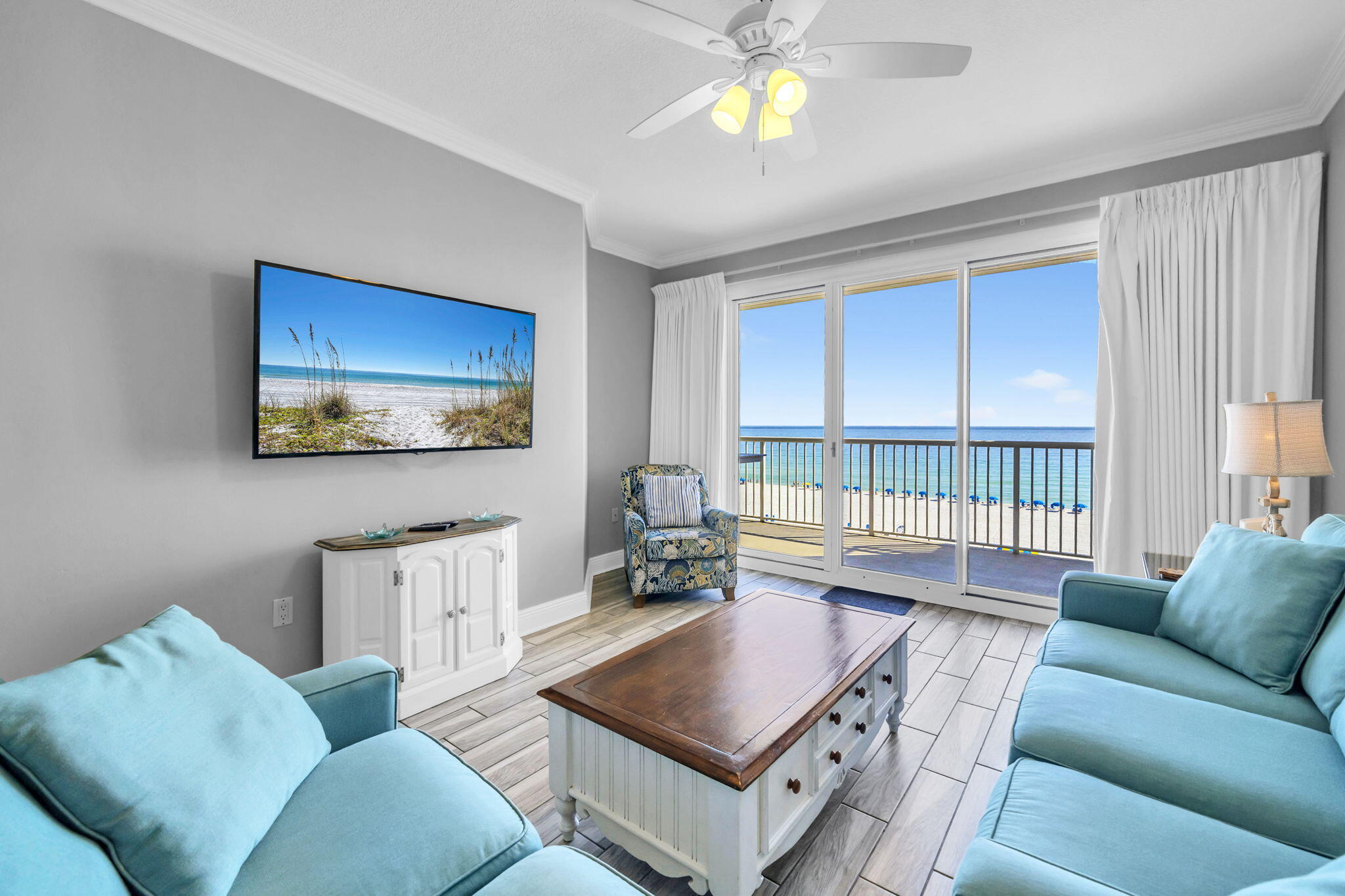 Introducing Summer Place Unit 507 -- a beautifully curated Gulf-view retreat where timeless coastal elegance meets exceptional investment potential. This stunning 3-bedroom, 2-bath residence has been lovingly maintained by only two owners and is now offered at an incredible value, making it one of the most compelling opportunities along the coast.

From the moment you step inside, you are welcomed by refined coastal finishes and thoughtful upgrades throughout. Elegant plank tile flooring flows seamlessly through the entire residence, creating a sophisticated yet relaxed beachside atmosphere. The spacious living area has been tastefully refreshed to elevate both comfort and style, offering the perfect setting for entertaining or unwinding after a day on the beach. Read More... Wake up each morning to breathtaking Gulf views from the kitchen, dining area, living room, and master bedroom, allowing natural light and shimmering emerald waters to frame nearly every moment inside the home.

Recent upgrades provide peace of mind and modern convenience, including a newer HVAC, beautifully updated bathrooms, furniture, + more! All w/ a stylishly refreshed living space that enhances the home's welcoming appeal.

Step outside to the tiled private balcony, where endless Gulf views create the perfect backdrop for morning coffee, sunset cocktails, or simply soaking in the sounds of the surf.

With its prime location, strong rental potential, and luxury coastal finishes, Summer Place Unit 507 represents an extraordinary opportunity to own a turnkey Gulf-view property priced to capture immediate attention.

Luxury, location, and value -- Unit 507 truly delivers it all.
Summer Place offers an exceptional lineup of resort-style amenities designed to elevate the experience for both owners and guests. From the moment you arrive, the property delivers a sense of ease and convenience with an on-site check-in desk managed by the current rental company, providing a smooth and professional arrival experience for vacation guests and owners alike.

Residents and visitors can enjoy two beautifully maintained pools, including a heated pool that allows for year-round relaxation, whether you're visiting in the warmth of summer or during the quieter coastal seasons. The pool deck creates the perfect setting for soaking up the Florida sunshine, unwinding after a day at the beach, or simply enjoying the laid-back Gulf Coast lifestyle.

For those who love to gather and entertain, the outdoor grilling and picnic area provides a welcoming space to cook, connect, and share meals with friends and family while enjoying the coastal breeze.

Security and convenience are also top priorities at Summer Place. The gated parking area offers exclusive access for owners and their guests, providing both peace of mind and ease of access to the property.

For those who like to stay active while at the beach, the on-site fitness center allows you to maintain your workout routine while enjoying sweeping views of the Gulf, making it one of the most inspiring workout backdrops on the coast.

Summer Place also stands out as a pet-friendly community, allowing owners to enjoy their coastal retreat alongside their four-legged companions -- a rare and highly desirable feature along the Emerald Coast.

Altogether, Summer Place delivers a well-rounded resort lifestyle, combining convenience, relaxation, security, and comfort in one of the most sought-after beachfront locations on the Emerald Coast.