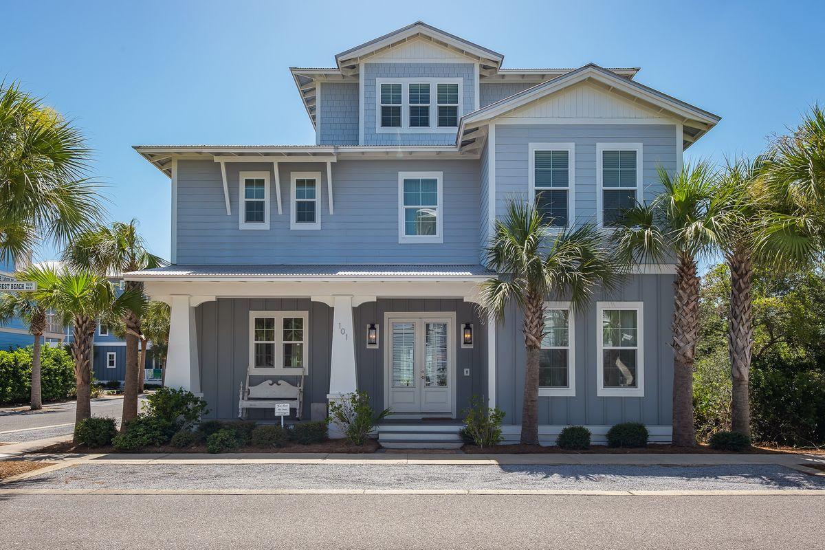 Located in the heart of Seacrest Beach, this home boasts 5 bedrooms and 4 and a half bathrooms with covered decks adding outdoor space to each level of the home. The kitchen features commercial grade appliances, granite countertops, upgraded cabinetry and boasts subway tile backsplash. The main level has 10 ft ceilings and tile throughout, complete with a gas fireplace in the great room and a first floor master bedroom. The 2nd level boasts a seating/entertainment area, 2nd master bedroom, bunk room, and 2 additional bedrooms with Jack and Jill bath. There is a covered second floor deck with summer kitchen and outdoor media area. The 3rd floor entertainment area features full bath, wet bar, surround sound, sleeping space for 6.  Enjoy evening sunset from this outdoor deck. Fully furnished, this Better Built home is ready for you and your guests. Seacrest Beach boasts deeded beach access, walking trails, tram service, amphitheater, and a 12,000 sq. ft community pool within 150 feet. Seacrest Beach is conveniently located at the East end of Scenic Highway 30A between Rosemary Beach and Alys Beach. Located directly off of Scenic Highway 30A there are endless dining, event and local shopping options and attractions.