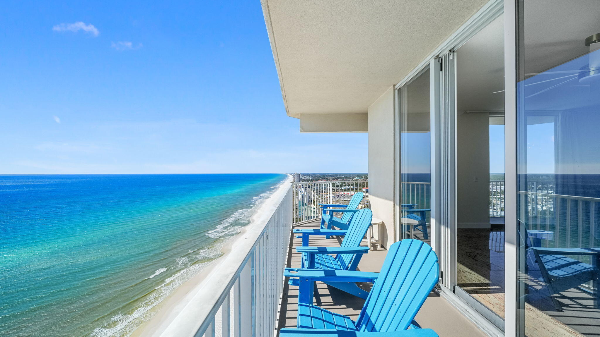 $175,970.29 in gross rental income in the past 19 months (verified) - and growing daily with repeat vacationers.
ONE OF THE HIGHEST GROSSING RENTAL UNITS IN TIDEWATER (EASILY SLEEPS 10 PEOPLE).

REMODELED!  NEW FURNISHINGS, TONS OF UPDATES !
IMMACULATELY MAINTAINED!

Tidewater Type D (boasting 2,248 square feet and 3 bedrooms, 3 bathrooms) very rarely come to the market because of their highly desired wrap around porch and Gulf front master bedroom.  Be ready to step into this turnkey condo and generate massive rental income from day one, or even enjoy it as a primary residence, or second home.  Enjoy sweeping unobstructed views in every direction of the Gulf of Mexico at this beachfront condo located at Tidewater in the heart of Panama City Beach, Florida. This luxury condo is located on the 25th floor with easy access to the elevator and features 3 bedrooms, and 3 full bathrooms, a full kitchen with modern upgrades such as granite countertops and stainless steel appliances, and the open concept is generous in size offering plenty of room for entertaining.
The living room leads out to the South facing private balcony that overlooks the pool and the Gulf of Mexico. The spacious master suite is located just off the living area, complete with ample natural light through the bay window and sliding glass doors that open up to the balcony.
The main living areas are updated with premium tile, and bedrooms have new carpet.
The master bathroom features a shower and tub combo complimented by ivory white countertops and a dual vanity. The second bedroom has two full beds and the second full bathroom is located right off the bedroom, providing an added convenience for visitors.
The third bedroom has a full bed and its own private bathroom.
There is a private room off the hallway that has large bunk beds for extra sleeping capacity, and separate laundry room is available with washer/dryer combo.
Upgrades include newer window treatments, lighting and fixtures, and modern artwork and décor.

Tidewater Resort offers one of the best locations in town with close proximity to Pier Park Mall, Frank Brown Park, and the International Airport! You can't go wrong with Tidewater amenities including 2 outdoor gulf front pools, 1 indoor heated pool, game rooms, 1 restaurant, a convenience store, a huge beach front fitness center, movie theater, 4 hot tubs, saunas, steam rooms, conference room, covered parking, a computer lounge, library/game area, and a beautiful owners lounge on the 30th floor. Come see for yourself and schedule your showing today! *All dimensions are approximate and should be verified if important.

Come see this remarkable beauty and enjoy the beach lifestyle.
The rental income on this condo is remarkable and will make you significant income for years to come.