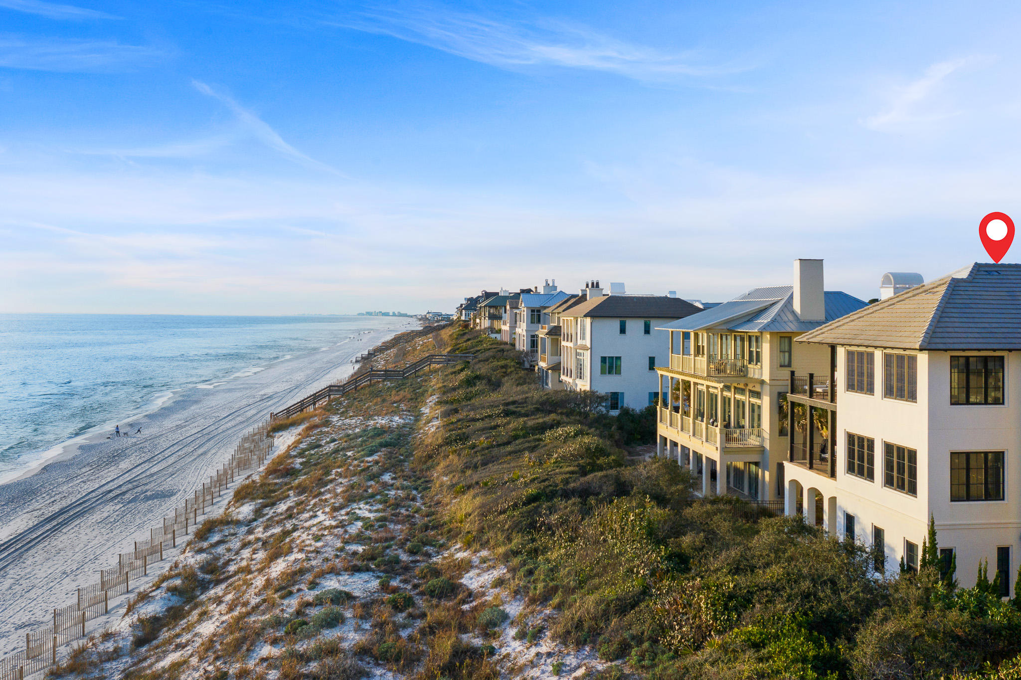 Poised Gulf-front in the ultra exclusive gated community of The Retreat, this luxury beach home is concrete block construction, designed by reputable architect Tom Christ, with recent interiors appointed by Erika Powell of Urban Grace Interiors.  The Retreat boasts an exquisite setting and an extremely quiet and private beach, which has become a rare and coveted find along the highly demanded Scenic Highway 30A corridor. The community sits Gulf-front on of our coast's very highest elevation and also borders the rare coastal dune lake of Draper Lake along its west side. A pristine and tranquil gem nestled in the beauty of preserved nature. The community amenities include a beautiful Gulf-front pool deck as well as a community dock on Draper Lake. This residence presents a perfect legacy residence or secondary beach home for a discriminating Buyer seeking the highest level of luxury coastal living within a uniquely private and quiet setting.