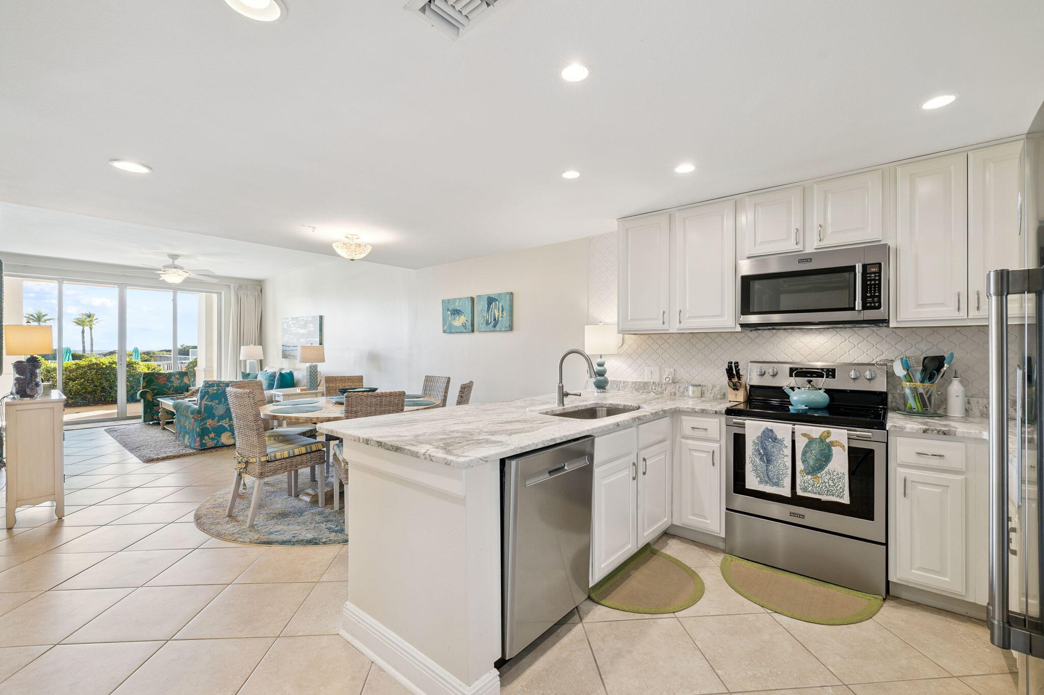 Excellent Opportunity. Set within one of 30A's most private and gated developments, this updated and fully furnished 2-bedroom plus bunk room, 2 bath residence offers a rare blend of exclusivity, comfort, and long-term value at San Remo. Thoughtfully refreshed and offered turnkey, this condominium is perfectly suited as a second home or rental investment. The first-floor location provides exceptional convenience, allowing effortless access without stairs or elevators, ideal for daily living, guests, and seamless trips to the pool or beach. An oversized private patio, accessible from both the main living area and the primary bedroom, extends the living space outdoors and provides an inviting setting for morning coffee or evening relaxation. The flexible floor plan accommodates both family living and guest use with ease, while tasteful updates throughout enhance the condominium's coastal sophistication. San Remo is a low-density Gulf-side community of just 32 residences, offering an unusually quiet and private environment along Scenic Highway 30A. Owners enjoy a secure gated entrance, an expansive resort pool with a lap lane, heated during the winter months, an on-site fitness center, an oversized hot tub, an outdoor grilling area, and a private storage cage ideal for bikes and beach essentials. Deeded beach access ensures effortless days on the beach. This ideal location is just a short walk to the dining and boutique shops of Gulf Place, while the iconic coastal community of Seaside lies less than fifteen minutes away by car.