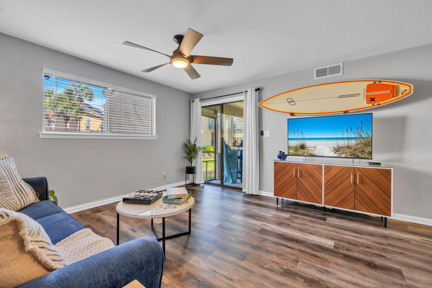 Welcome to 'Surf & Sea' at Chateau La Mer II! This updated 1st-floor condo is located off coveted Scenic Highway 98 and within a quick walk to the beach! It features newly installed luxury vinyl plank flooring throughout plus a beautifully renovated kitchen with new cabinets and sleek stone counters, screened porch, washer/dryer, and owners closet. This condo has added soundproofing in the ceiling, ensuring you won't hear any noise from the neighbors above. This beachy chic condo is ideal as a primary residence, a second home, or a vacation rental. Enjoy exclusive beach access, a tennis court, pickleball, playground, and a community pool at Chateau La Mer II! You can walk to all of your favorites like Captain Daves, Pompano Joes, and Kenny D's. This unit is being sold unfurnished.