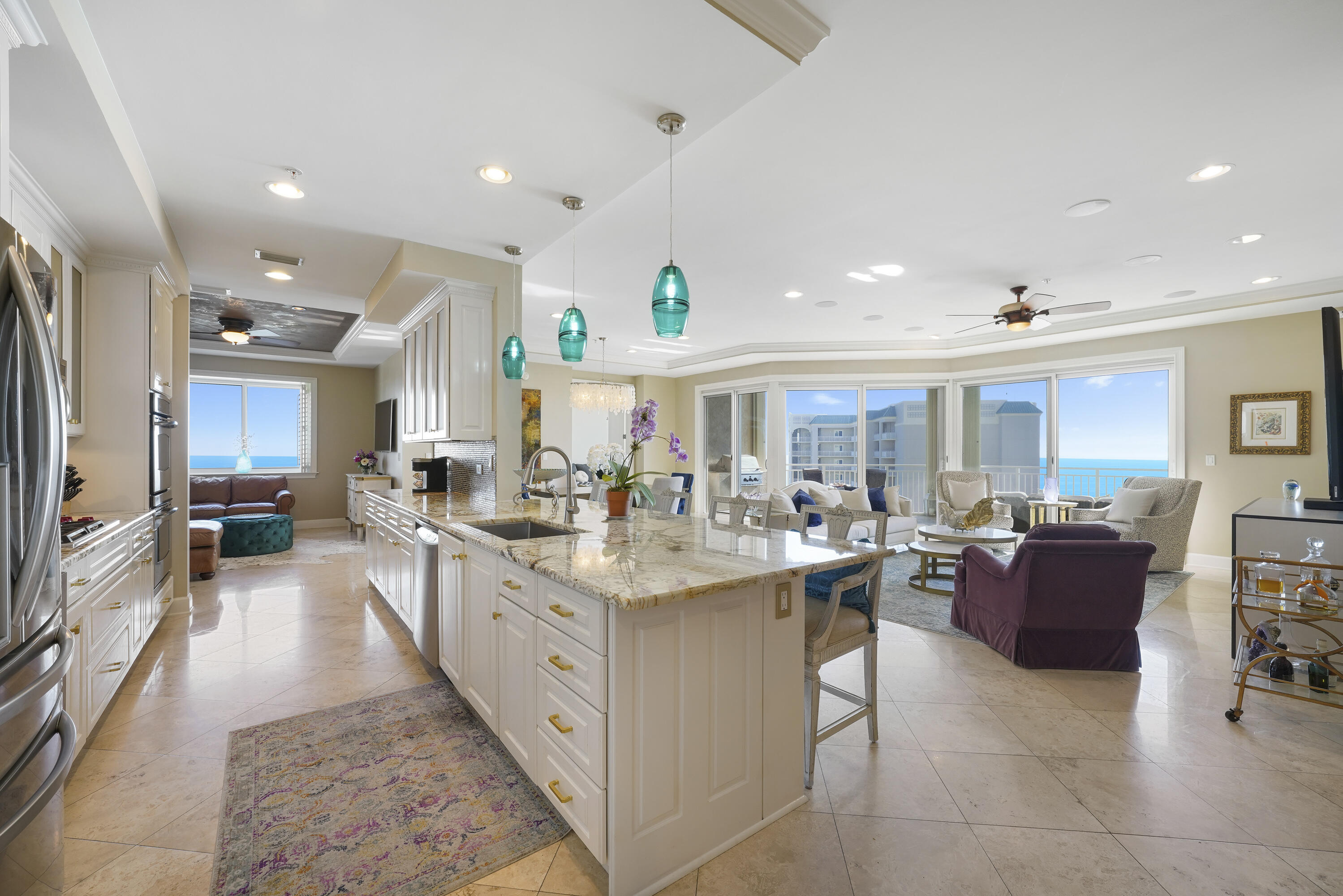 WOW!! The views from this Villa are absolutely incredible and it is being offered furnished! This beautiful east end unit is perfectly located on the 18th floor of Grand Dunes II, giving it gorgeous unobstructed views in every direction over neighboring properties. Boasting the tower's largest floorplan of 3,030 sq. ft. and consisting of 4br's and 4ba's, you will definitely want to see this spectacular, well maintained Villa. Each bedroom has water views! The Master, Gulf front guest and bedroom 3 have beautful gulf views and the 4th bedroom facing north, has gorgeous views of the Bay. Having all 4 br's with water views is virtually unheard of in a Gulf front condominum! Features of this unit include: 9.5' ceilings, semi-private elevator opening directly into your private foyer, 8' solid wood interior doors, plantation shutters, custom window treatments, floor to ceiling sliding glass doors in the living area and Master, beautiful furnishings, gorgeous wallpaper in the private foyer and baths, recessed can lighting throughout, upgraded lighting fixtures and ceiling fans, commercial grade fridge in the Mud Room, Plantation shutters, 80" flat screen TV in living area, flush mount speakers in the ceiling of living area, crown molding throughout, gorgeous granite countertops and breakfast bar in the kitchen w/ new plumbing fixture and extra deep stainless steel "farm sink", LG fridge w / bottom drawer freezer, newly refurbished Scotsman icemaker, "Wolf" 5 burner natural gas cooktop, custom painted cabinetry w / new hardware & soft-close drawers in kitchen & baths, travertine flooring in foyer, living area, kitchen, hallways and baths and all new "LVP" flooring in the guest bedrooms. The Master bedroom offers: trayed & coffered ceilings, "His & Hers" walk in closets, sitting area and new "Italian Stone" floors. Master bath offers a dual granite vanity, soft close drawers, separate dual head shower and jetted tub w/ travertine surround, recessed can lighting and a separate water closet. The laundry room of this unit includes a new Whirlpool "he" washer / dryer in the laundry room w/ custom cabinets, basin sink and granite surround. One of the best features of this villa is the huge, oversized 384 sq.ft. gulf front balcony with outdoor furniture, a built-in natural gas stainless steel grill and all protected by "Hurricane Shutters". There are many upgrades in this unit to enjoy, you must see to truly appreciate the incredible views that this beautiful villa has to offer.
Grand Dunes offers: "Super Quiet Interiors", 24 hour security, gated entry, lush landscaping, 3 levels of gated underground parking for owners, private beach service, 200' of deeded beach, upgraded media wiring, semi-private elevators, private heated pool and hot tub, Owner's Lounge, Fitness Room, Billiard Room and a Gulf front lagoon pool that is shared by both buildings. 

Call today to schedule your private viewing of this gorgeous Villa!

"Grand Dunes is the Emerald Coast's Most Desired Rental Restricted Beachfront Development"