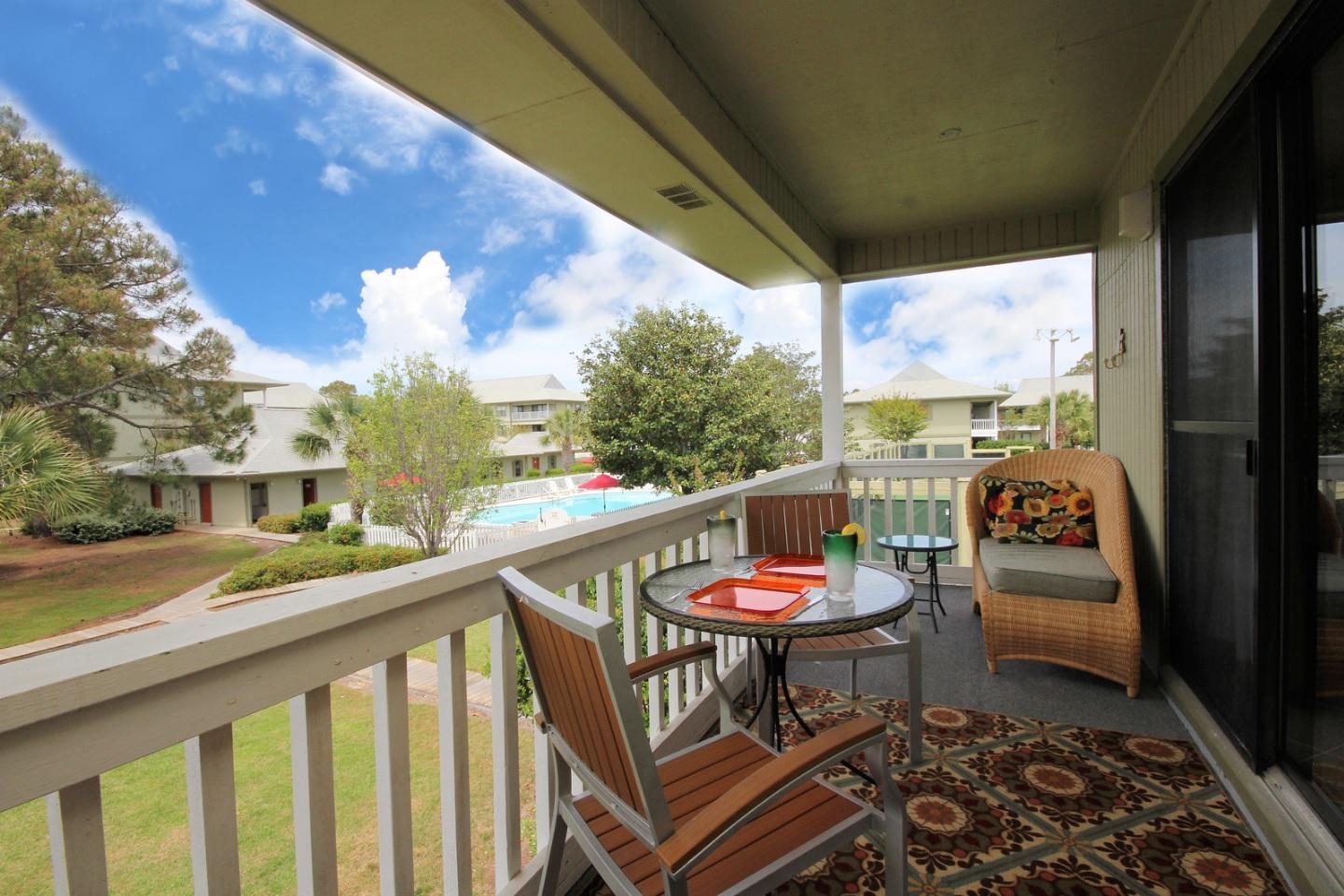 This is a must see beautifully renovated unit in the amazing Beachwood Villas. Totally reburbished with top of the line appliances, granite counter tops, maple cabinets, murphy bed, and tile floors. This is an end unit with more windows and quieter with no adjoining condos. Located in front of the complex, just right across the street from the boardwalk to the sugar white sand beaches of the Emerald Coast. After fun in the sun, you can enjoy the rest of your day watching TV on the new 46'' flat screen TV, or relax on the furnished patio. The community features 2 swimming pools (1 is heated during winter), tennis courts, shuffleboard, raised wood boardwalks, playground, outdoor cooking areas, clubhouse, and lush landscaping.