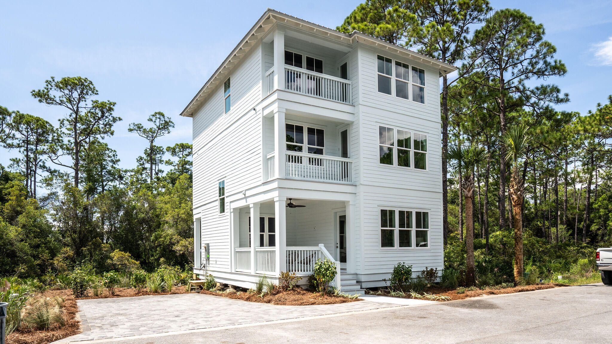 This NEW CONSTRUCTION 4 bedroom/4.5 bath is home is now complete and includes a custom bunk room with 4 Queen and 2 Full beds along with a loft with arcades for the kids.   The home includes designer furnishings  and has 4 parking spots.   The lot backs up to a preserve for privacy and there is room to add a 2 car garage with guest house, pool and large deck(must submit plans to HOA and county)  Treetop Village at Seacrest Beach is a gated community with two entrances,  One has access to 30A  through Seacrest  Beach and  the other directly to HWY 98. Amenities include  deeded beach access, shuttle service and community pool.   This quaint, secluded neighborhood nestled between Alys and Rosemary Beach offers privacy and is walking distance to all the shops and restaurants.