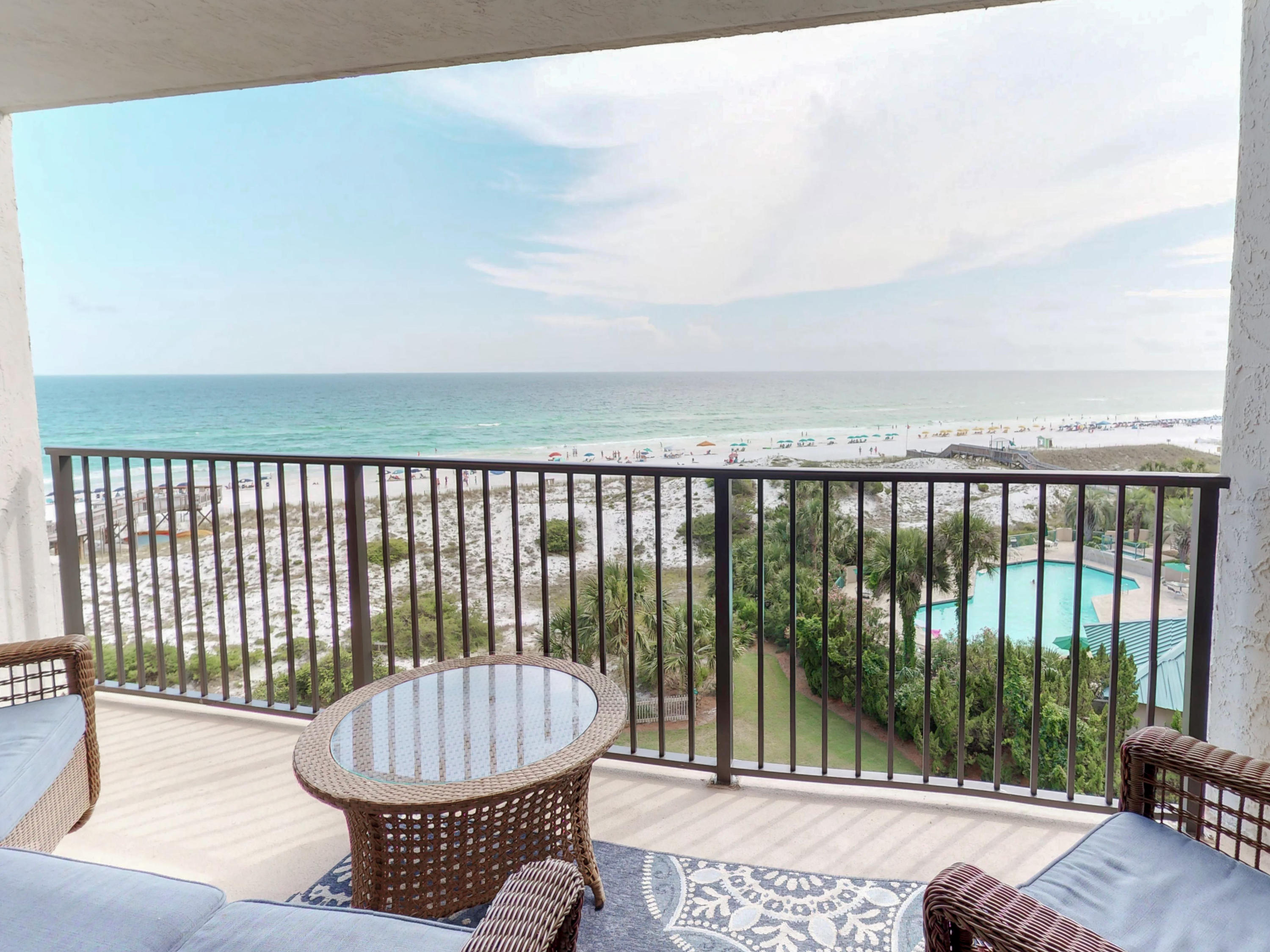 Beautiful beach views await you when you step into this lovely 2 bedroom in Beachside One. The living area is very open and the minute you step inside the front door you see the aqua waters of the gulf of Mexico. You are immediately drawn to the big balcony and the calming sound of the sound gulf of Mexico and the beautiful white sand.
The kitchen has been beautifully updated with stainless appliances and granite counter tops. The bathrooms have also been updated with glass showers and new vanities with granite counter tops.
Please call for showings as it is a rental property.