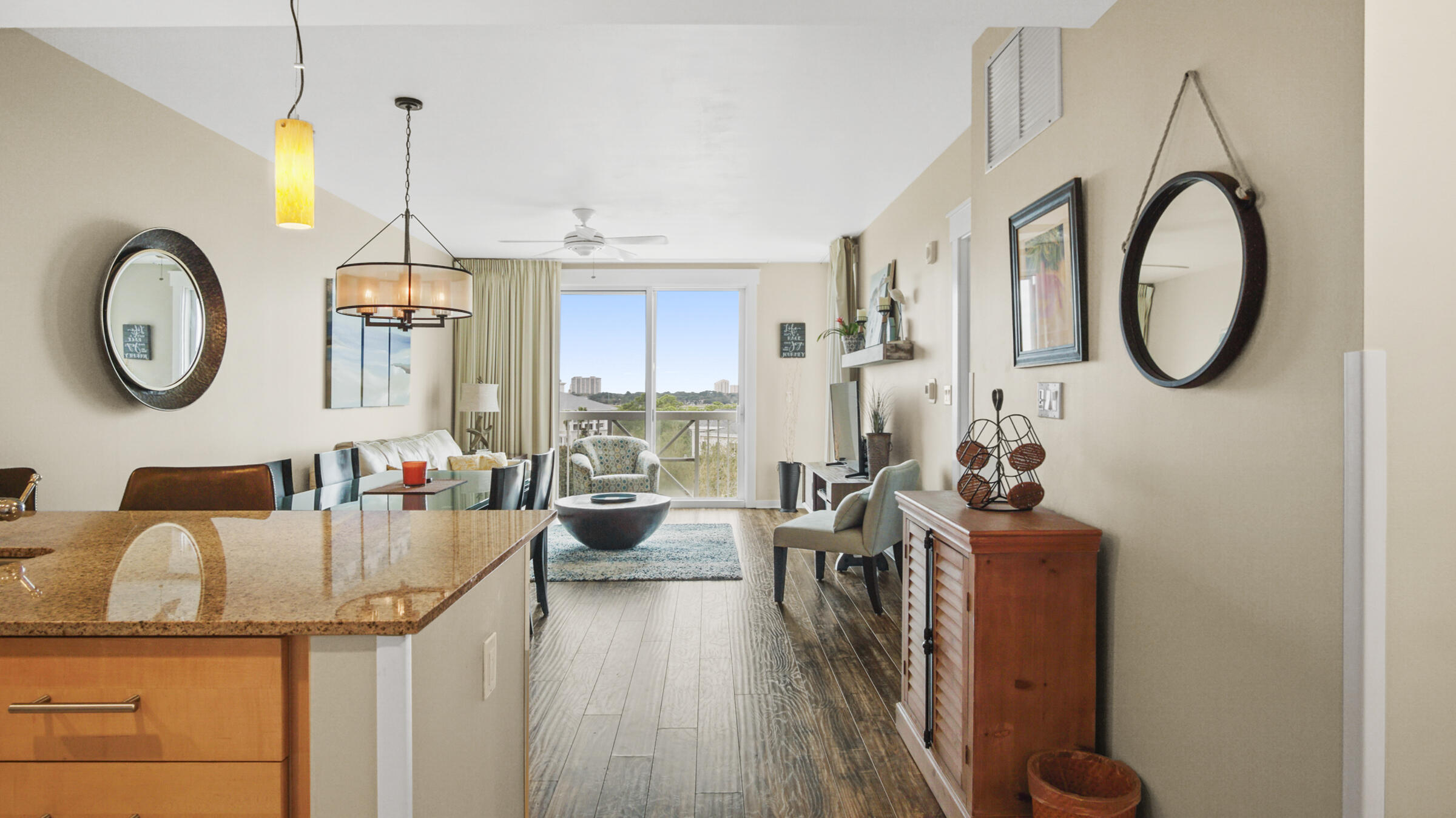 Gorgeous seventh floor unit in Sandestin's newest building; Elation. Private balcony with Bay View, ideal for morning coffee, evening wine or Dolphin
watching! Also enjoy fireworks display from the comfort of your balcony.  Upgrades:  HVAC replaced within the last 5 years, Washer/Dryer only a year old, luxury LVP flooring. Rental ready! Owners of Elation enjoy privileged access to the private waterfront ''Solstice Club'' with sunset view, outdoor grilling area, large entertaining space, screened porch, indoor kitchen/bar area, and private fitness center.