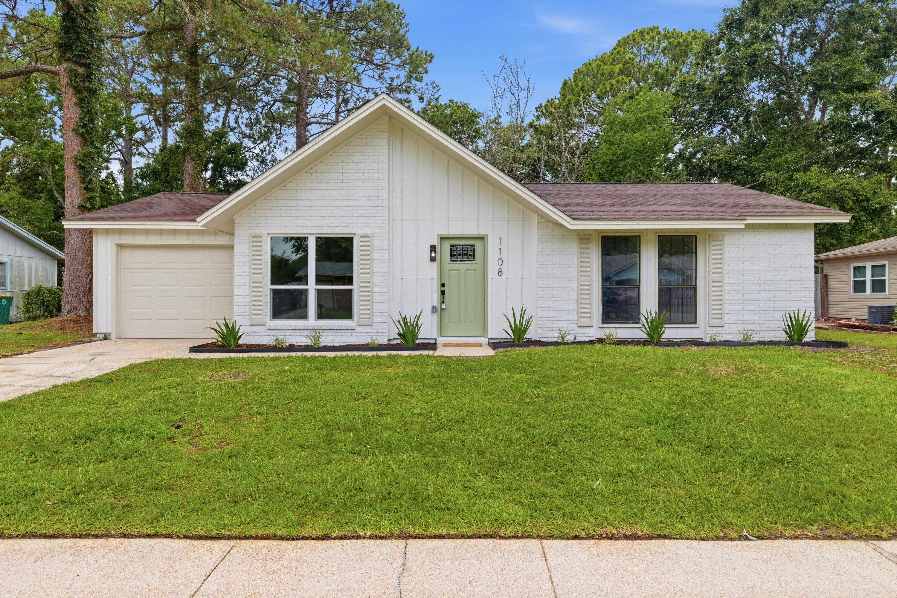 Welcome in to a completely updated and move-in ready space for your family to call home. Gorgeous finishes throughout including brand new kitchen cabinets, quartz countertops and stainless appliances. Neutral colors, warm wood accents and unique light fixtures makes this affordable home stand out!  Fully fenced in backyard offers a shed AND a separate fully powered workshop with a brand new roof! 

2021 HVAC, 2025 Roof, 2026 Gas Hot Water Heater, 2026 Roof on Workshop, 2026 Garage Door, Motor and Track. 

No HOA. Located close to Eglin or Hurlburt, 15 minutes from downtown Fort Walton and only 20 minutes the beach.