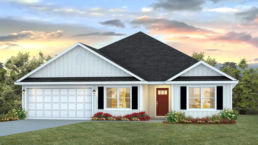 New Gator's Landing community only minutes from shopping, dining, schools, & a short trip on SR-85 from the pristine beaches of Destin, Navarre, and Pensacola. The highly desirable Sawyer floorplan provides a well-designed OPEN concept, no wasted space, 5 beds, 3 baths & 2 car garage. All stainless appliances in the kitchen, smooth top range, beautiful quartz countertops in kitchen and baths, quiet dishwasher, built in microwave, spacious dining area & more. Striking wood look flooring, plush carpet in the bedrooms. The Smart Home Connect System has several convenient devices you will enjoy. Also, Fabric Hurricane door and window protection is included. ALL LISTING pictures, colors, features, and size may vary. Square footages are approximate.