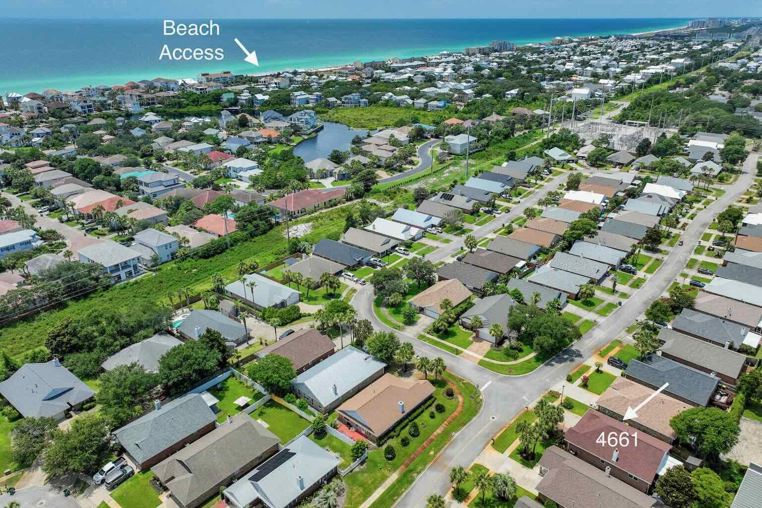 Price Reduced, and ready to sell!! Located south of 98 makes this home a prime location for those desiring the beach lifestyle. Its a short golf cart ride to the beach, shopping, restaurants, and more! A great opportunity for full time residents, or use it as an investment with the ability to short term rental in this neighborhood. The community pool is just steps away! This immaculate home is fully updated throughout, including hurricane Impact resistance windows, custom doors, plantation shutters, custom cabinets with soft close doors, granite countertops, subway tile backsplash, premium KitchenAid Duel Fuel Range, Farmhouse stainless steel kitchen sink, premium light fixtures and fireplace with coordinated subway tile, just to name a few.  Rental projections up to 60K.  Roof replaced in 2020 comes with a transferrable warranty. HVAC replaced in 2021