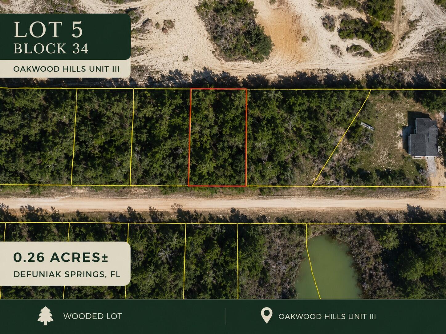 Explore an affordable land opportunity on W Violet Lane in the Oakwood Hills area of DeFuniak Springs! This vacant lot offers future possibilities for buyers considering a smaller home, traditional residence, or manufactured/mobile home, subject to all applicable zoning, permitting, utility, access, and site requirements.

Enjoy the quiet appeal of the area while remaining approximately 9 miles from historic downtown DeFuniak Springs. Beautiful Lake DeFuniak features an approximately 1.2-mile paved walking trail, pier, and nearby amphitheater. Downtown also offers local comfort food and the Walton County Heritage Museum.Everyday conveniences are close by, including Piggly Wiggly, Emerald Coast Technical College, Northwest Florida State College's Chautauqua Center, and a 24-hour Casey's. Starbucks, Walmart Supercenter, and HCA Florida Twin Cities Hospital are approximately 10 minutes away. Buyer to verify all measurements, boundaries, access, zoning, utilities, septic requirements, manufactured/mobile home eligibility, and site suitability. Seller has several lots of land that can be sold separately or together. CHELCO and Mossy Head Water Works confirmed they are service providers for the area.