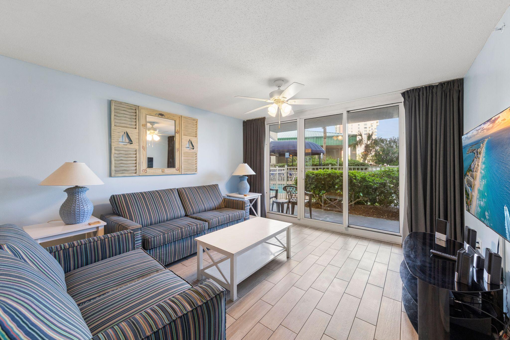 Turn-key and rental-ready in the highly sought-after Pelican Beach Resort! This fully furnished unit boasts exceptional short-term rental history across Airbnb & VRBO, with strong gross revenues: 2021: $96K, 2022: $106K, 2023: $89K, 2024: $88K, 2025: $82K. Features include new washer/dryer and 3 new Smart TVs. STR-friendly resort with a major advantage--no elevator needed during peak season. Highly desirable for families, the open back patio provides direct pool access, allowing easy visibility from the living room. Proven performer--be sure to check reviews online!