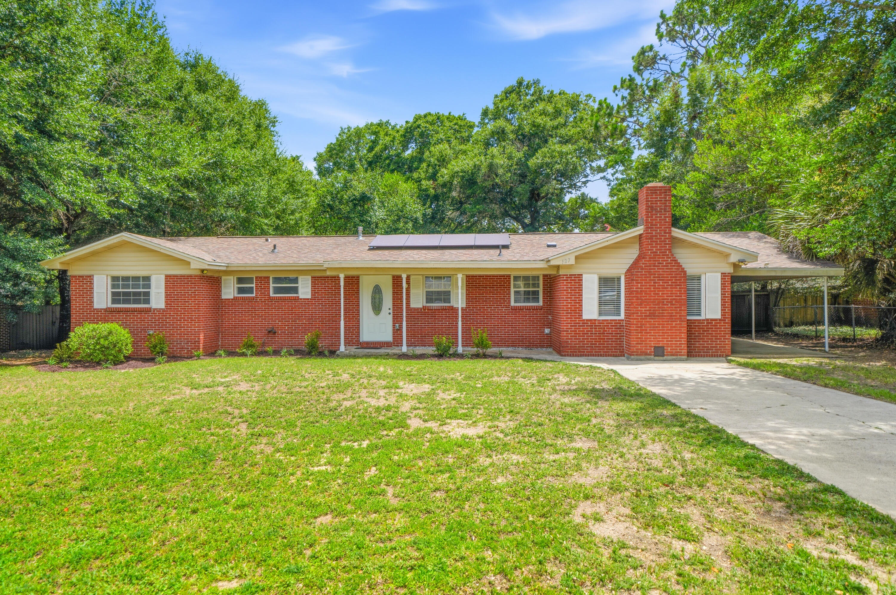 *VA assumable rate of 2.375%* 
*Paid-off solar panels* Welcome to 127 Judith Dr in Valparaiso! This beautifully updated brick home blends comfort, character, and modern upgrades. Inside, you'll find a bright open living space with stylish luxury vinyl plank flooring (2023), fresh paint, and updated finishes throughout. The centrally located kitchen features stainless steel appliances, ample cabinetry, and a functional island perfect for prep and seating.
A standout feature is the spacious bonus living area or bedroom created from the converted carport, complete with a cozy fireplace for a private retreat. The updated bathroom includes a charming barn door entry.
Enjoy year-round Florida living in the screened-in patio overlooking the backyard, plus a paver patio with a built-in fireplace--perfect for relaxing or entertaining. Paid-off solar panels help keep utility costs low.
Additional updates include ductwork and insulation, new baseboards, newer refrigerator (2025), brand-new shed (2026), plus major systems already updated: roof (2019), HVAC (2016), and water heater (2018).