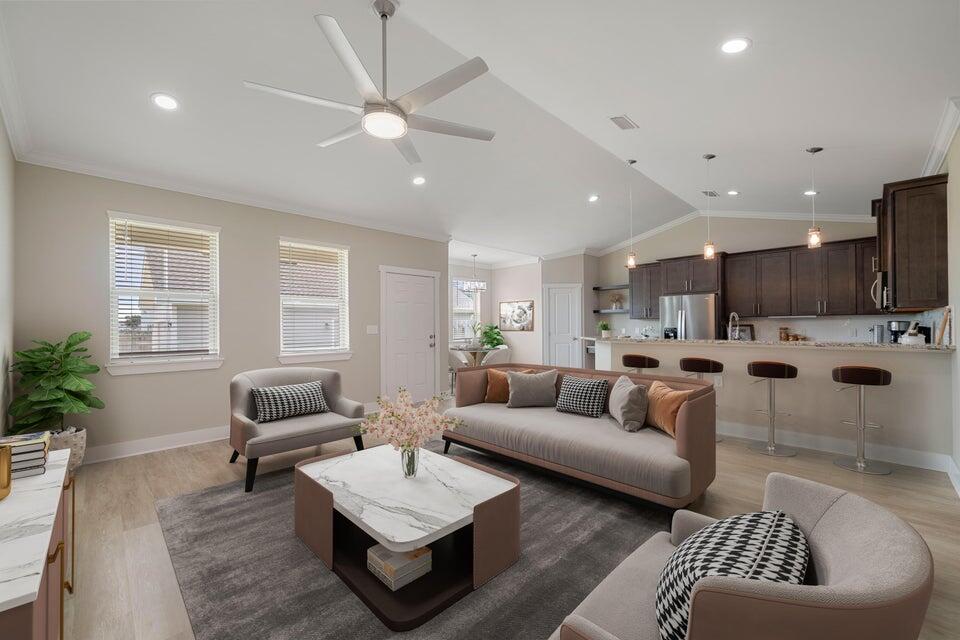 Looking for a rare opportunity to rent in Osprey Landing? Look no further! This immaculate townhome offers the best of both worlds - a serene atmosphere and proximity to Destin's stunning beaches. The quaint subdivision boasts a front porch living and backyard oasis lifestyle, perfect for those seeking a relaxed pace. This has been spruced up meticulously like originally new 2017. Featuring hardwood floors, granite countertops, crown molding, and upgraded lighting. The open concept kitchen and living room are perfect for entertaining, equipped with new stainless appliances, gas range, etc.