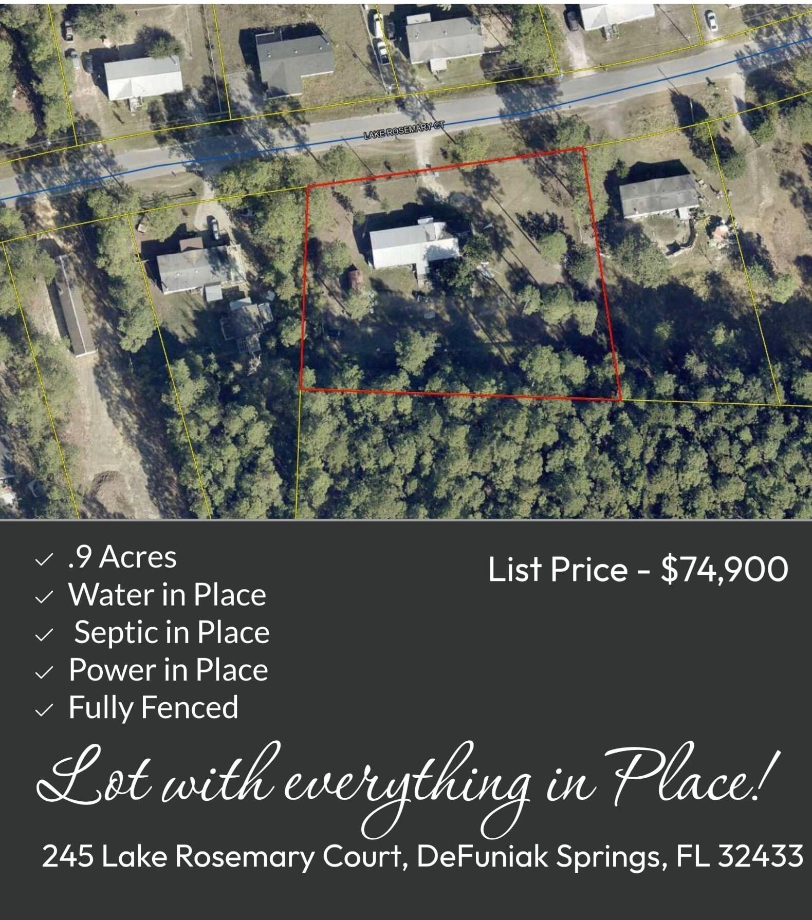 Fully fenced, almost full acre lot with water tap fee paid, septic tank and power in place. Vacant mobile home on property has extensive damage and needs to be removed. The mobile home is being given no value.