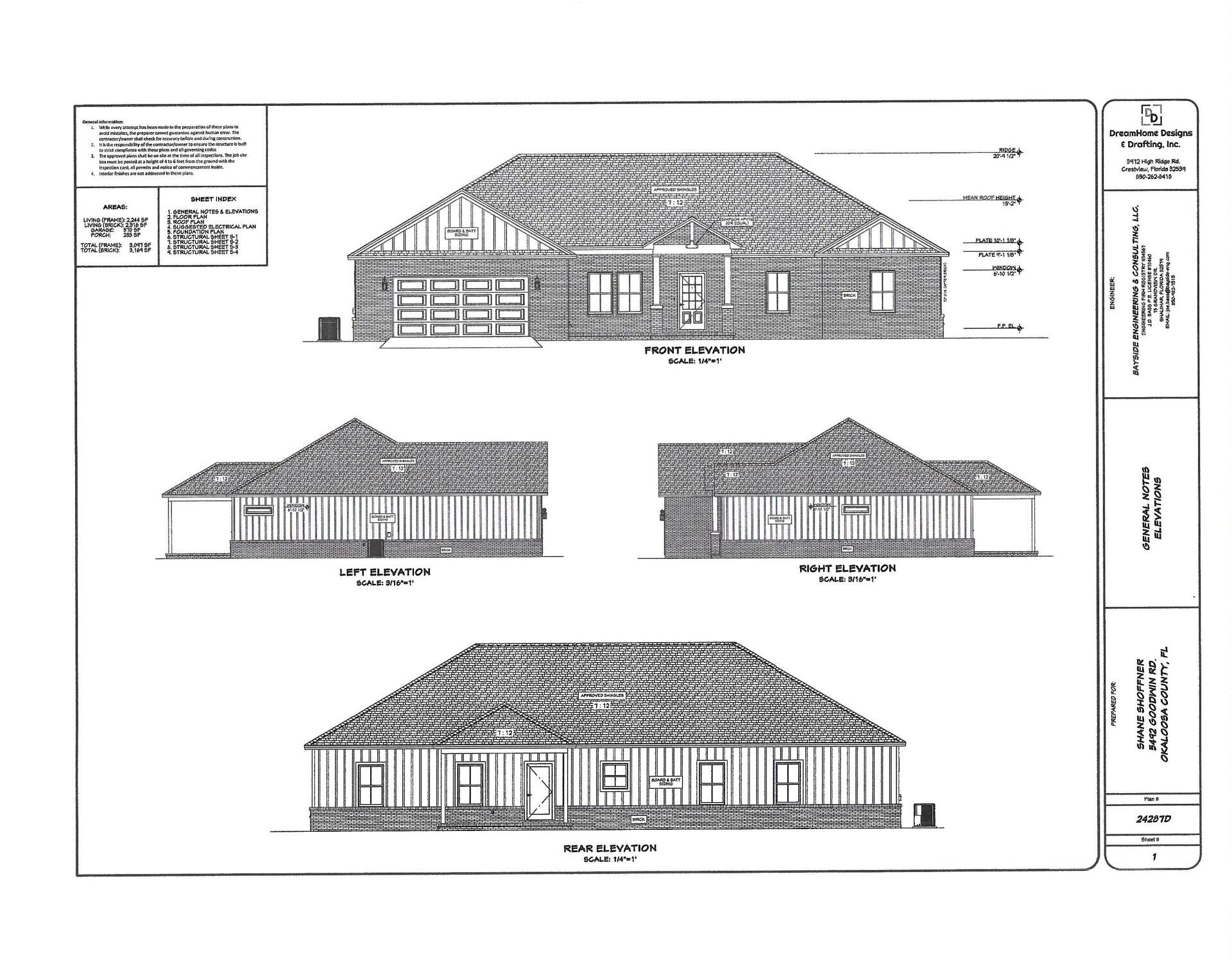 ***NEW CONSTRUCTION WITH MAY 31ST COMPLETION DATE*** on 2.93 ACRE LOT in Crestview!!! This 4-bedroom 2-bathroom 2316 sq ft brick front and water table home with vinyl siding boasts an open concept split floor plan that buyers have come to expect. This home will have beautiful finishes to include: LVP flooring throughout (no carpet), granite counter tops in the kitchen and bathrooms, all wood cabinetry, ceiling fans throughout, stainless steel appliances (refrigerator, smooth top range, microwave, and dishwasher and corner pantry. This plan offers a large living room with 10 ft ceilings, 11 ft formal dining room w/ tray ceiling, and open concept kitchen with massive 4x8 foot island, breakfast bar, and corner pantry. Enjoy the large master suite with 10 ft tray ceiling. Master bath offers huge closet, double vanities, water closet, linen closet, and shower. On the opposite side of the home, you will find the three additional spacious bedrooms and a full bathroom. The bedrooms have a USB plug and outlet in each room. The home will have a spacious 2 car oversized garage that leads to an interior hallway that leads to a mud room with bench / laundry room. The exterior of the home offers dimensional shingles, covered front porches in both the front and back of the home. Don't forget the MASSIVE lot size at 2.93 ACRES. This lot has some cleared areas along with lots of trees around the property full that ultimate feeling of privacy. You will have plenty of room to add a yard building, pole barn, boat storage, RV storage and more.... Estimated completion of this home is May 31st, 2026. Buyer may have choice of colors depending on when the home goes under contract. (Pictures in listing are of similar home recently completed).
Don't miss out on your opportunity to own your NEW dream home on a large piece of land at an affordable price. Schedule your showing today!