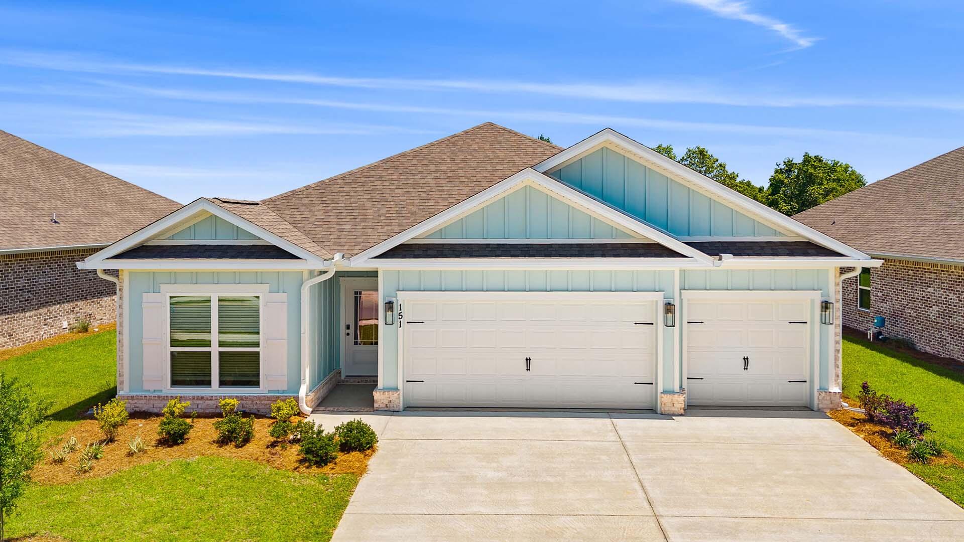 Welcome to 151 W Farm Owl Drive, a new home that is ready for move in at Owls Head Farms in Freeport Florida. Step into the bright entry with EVP flooring leading through the expansive foyer that opens to a spacious open concept floor plan. As you enter the open living area you will find yourself at the heart of the home where the kitchen impresses with quartz countertops, matte black plumbing fixtures, tile backsplash and an island that serves as a gathering point for family and friends. Upper and lower cabinetry as well as a pantry allow for plenty of storage options. An appliance package that includes a stove, microwave and dishwasher is standard.