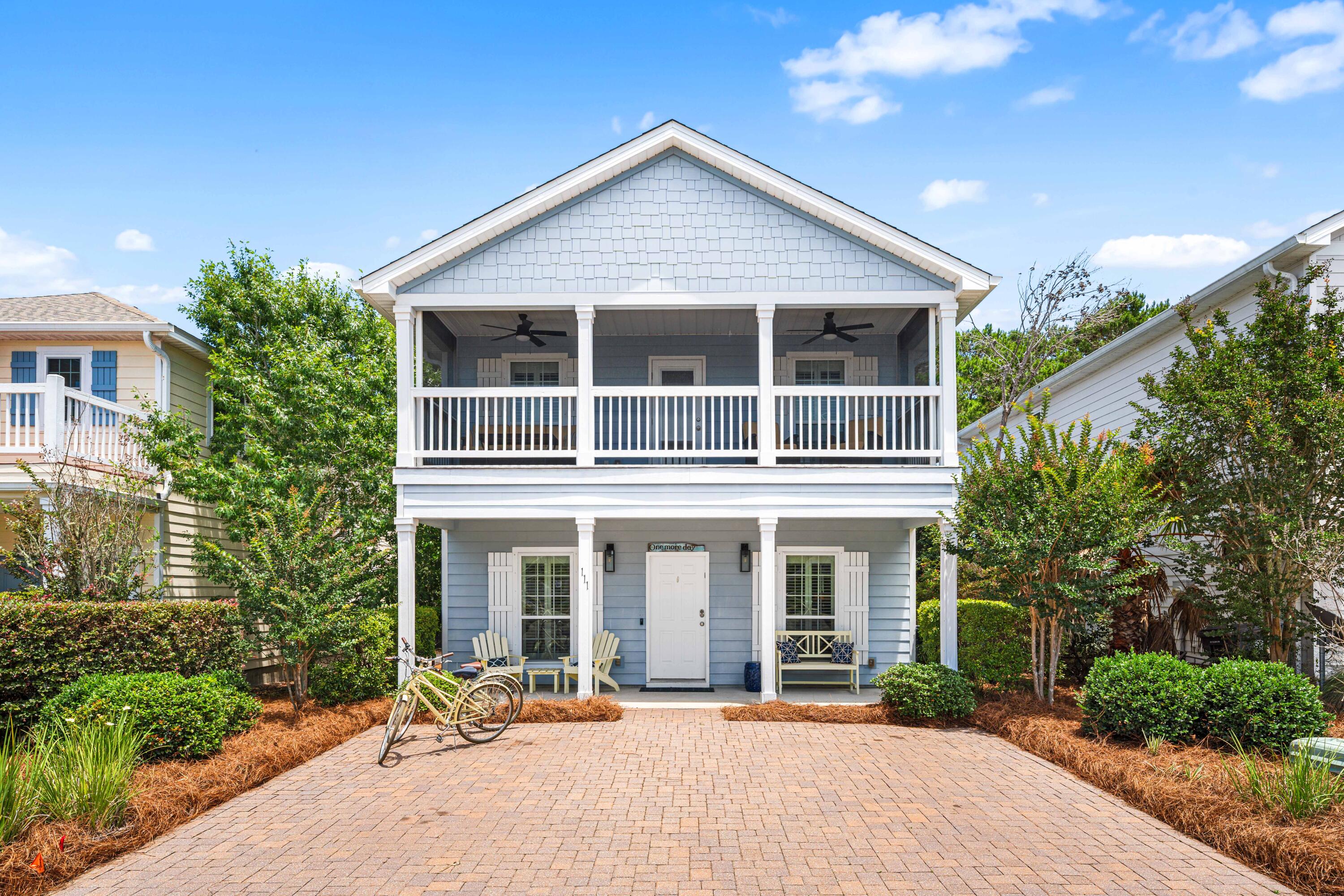 In the heart of Inlet Beach, this fully furnished 3-bedroom, 2.5-bath home is located in the short-term rental friendly community of West Shore Place, where owners and guests enjoy access to a seasonally heated community pool and exceptional walkability to popular 30Avenue for world-class entertainment, shopping, and dining. Also featuring easy and quick access to the Inlet Beach Underpass for safe and convenient beach access, Rosemary Beach, Seacrest Beach, Alys Beach, Camp Helen State Park, Watersound Origins Town Center and more. Whether you're searching for a primary residence, second home, or income-producing vacation rental, this property offers an outstanding combination of location, lifestyle, and investment potential. Designed for comfortable coastal living, the two-story floor plan features an open-concept living, dining, and kitchen area, hardwood floors throughout, granite countertops, crown molding, and a convenient first-floor powder bath. All three bedrooms are privately situated upstairs. Spacious front and rear porches, along with a private rear patio featuring a pergola, extend the living space outdoors and provide plenty of room to relax and unwind after a day at the beach. A screened second-floor balcony offers an additional space to enjoy the coastal breeze, while the home's thoughtful design and turnkey furnishings make it an exceptional opportunity to enjoy the best of the coastal lifestyle Inlet Beach has to offer. Designed for comfortable coastal living, the two-story floor plan features an open-concept living, dining, and kitchen area, hardwood floors throughout, granite countertops, crown molding, and a convenient first-floor powder bath. All three bedrooms are privately situated upstairs. Spacious front and rear porches, along with a private rear patio featuring a pergola, extend the living space outdoors and provide plenty of room to relax and unwind after a day at the beach. A screened second-floor balcony offers an additional space to enjoy the coastal breeze, while the home's thoughtful design and turnkey furnishings make it an exceptional opportunity to enjoy the best of the coastal lifestyle Inlet Beach has to offer