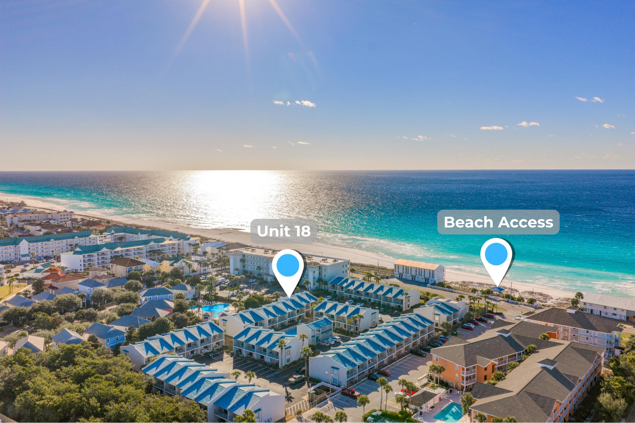 DEEDED/PRIVATE BEACH!  $50k rental history in 2025 and rental projections from 3 local management companies in excess of $50k to match!  Located in the Gulf Winds East community, this beautiful townhome offers the perfect blend of comfort and investment potential. The unit is less than 40 feet from the community pool and features deeded beach access right across the street. The unit is offered fully furnished and is turnkey ready. The first floor features tile flooring throughout and an inviting living area highlighted by shiplap accent walls and a built-in dry bar. The kitchen boasts granite countertops, stainless steel appliances, and a classic subway tile backsplash. A convenient half bath with stacked washer and dryer, dedicated dining area, and covered back patio with outdoor storage complete the downstairs living space. Upstairs, luxury vinyl plank flooring runs throughout both bedrooms, each offering its own ensuite bathroom and private covered balcony. The primary suite features a beautifully tiled floor-to-ceiling walk-in shower, while the guest suite includes a shower/tub combo. Whether you're searching for a full-time residence, vacation getaway, or income-producing investment property, this Gulf Winds East townhome offers an exceptional opportunity.

Located in Miramar Beach off of Scenic Gulf Drive (Or Old 98) you are close to everything! Easily walk, peddle, cart, or drive to entertainment and dining such as Kenny D's, Captain Daves on the Gulf, Pompano Joe's, Crab Shack, Silver Sands Outlet Mall, and much more.