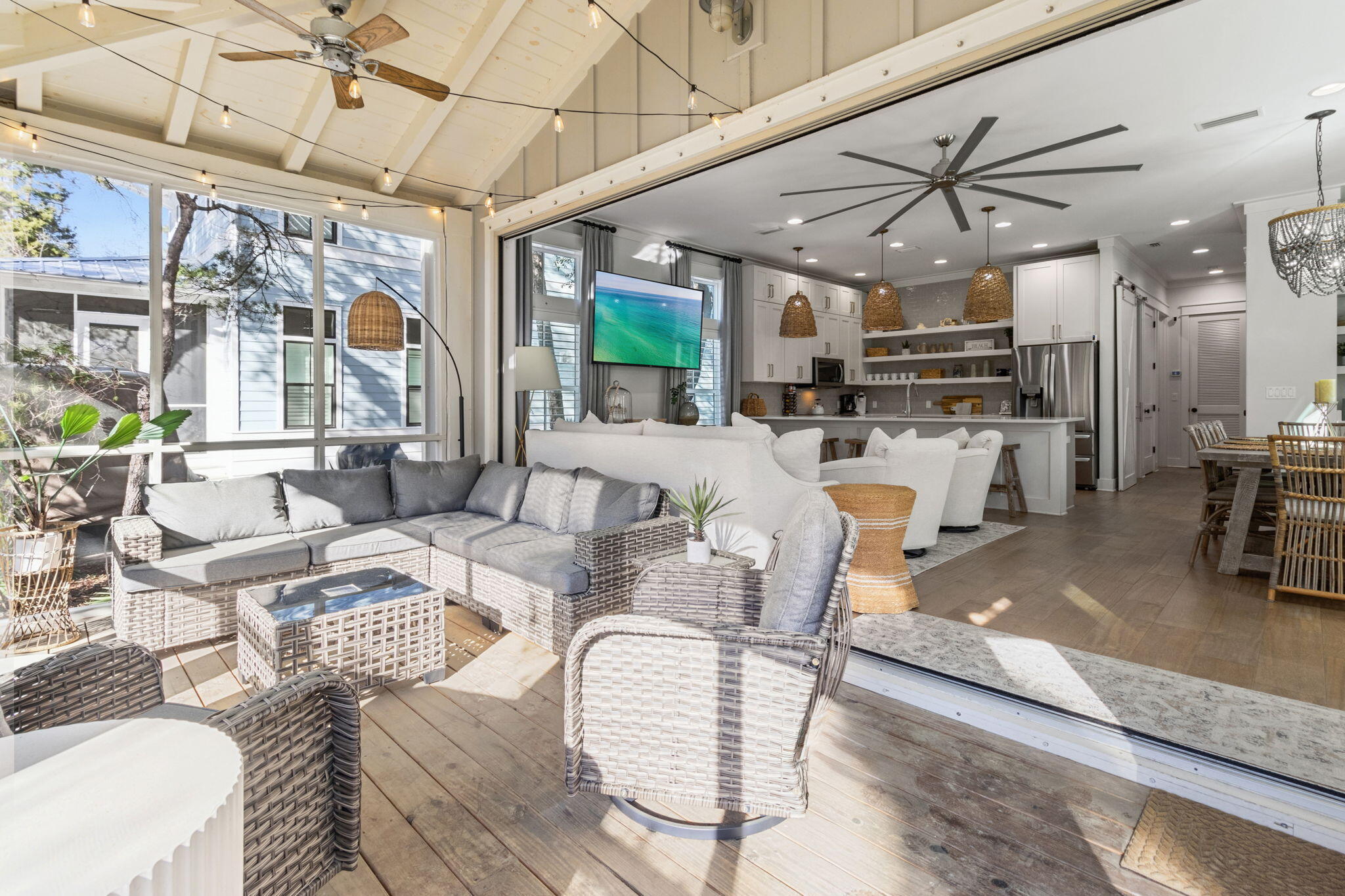 Welcome to Creek Park at Magnolia Cottages, where white sandy beaches and emerald Gulf waters are just moments away via deeded beach access. Ideally located near Alys Beach, Seacrest, and Rosemary Beach, this charming neighborhood offers the perfect balance of privacy and convenience along Scenic 30A.

931 Patina Boulevard is a beautifully appointed, turnkey residence featuring a first-floor primary suite and thoughtfully curated designer finishes throughout. The home showcases upscale hardwood flooring, custom millwork, custom cabinetry, upgraded lighting, and all-new stainless steel appliances. Recent updates include a brand-new golf cart, new patio screens, and new living room and patio furnishings -- all included, making this an exceptional opportunity for immediate enjoyment or rental investment.

The second level offers well-designed guest bedrooms and bathrooms, along with a unique open-air private shower -- a true nod to the relaxed 30A lifestyle. An extended paver driveway adds convenience and additional parking.

Offered fully furnished with high-end designer pieces, this impeccably maintained home is truly move-in ready. Whether you're seeking a primary residence, second home, or income-producing property, 931 Patina Blvd delivers coastal comfort with elevated style.