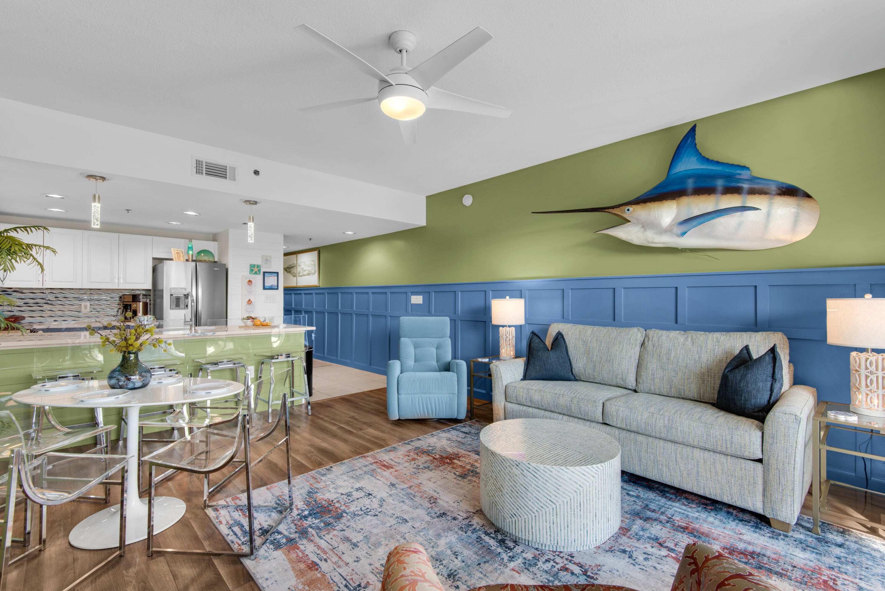 Sterling Shores 215 is a beautifully updated 2BR/2BA condo in the heart of Destin, located less than 100 feet from the beach and offering an ideal blend of lifestyle and investment potential. This bright coastal residence features updated flooring, tasteful furnishings, and a fully equipped kitchen with newer appliances. The open-concept living, dining, and kitchen space extends to a spacious 2nd-floor balcony overlooking the lagoon-style pool with Gulf views beyond--perfect for enjoying the coastal breeze and relaxed beach atmosphere. Sterling Shores is a gated resort community set on 9 acres of lush tropical landscaping and features a 4,300 sq. ft. lagoon pool, a Gulf-front pool (heated seasonally), a fitness center, grilling and picnic areas, and a beachside bar and grill. Conveniently located near Henderson Beach State Park, Destin Commons, Big Kahuna's Water Park, and just steps from the iconic Back Porch Restaurant, this property offers exceptional walkability and year-round demand in one of Destin's most sought-after beachfront communities. Offered fully furnished and turnkey rental-ready, with designated covered parking and nearby boat parking available, Sterling Shores 215 is an excellent opportunity for a second home, primary residence, or income-producing coastal investment.