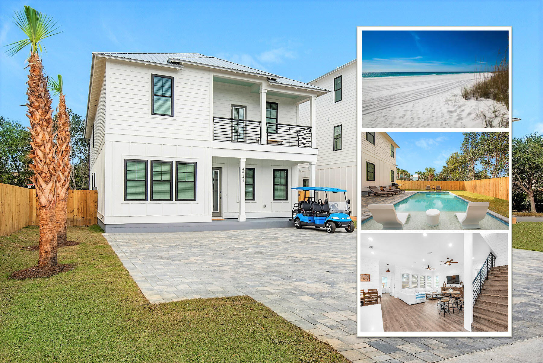 Short term rental powerhouse featuring a brand new 2022 build with 8 bedrooms including 7 king suites each with private baths and a bunk room, full kitchen, multiple living areas, private heated pool, and massive 20 person sleeping capacity to maximize revenue.

Designer furnishings, professional photography and full inventory to convey for immediate revenue generation.

Less than two blocks from beach access with a 3-minute golf cart ride ensures high occupancy. Includes a free six-seater golf cart and two paddleboards for added guest appeal.

Designed from the ground up to ensure easy, low cost maintenance and best possible yield.

Do an Internet search on Legacy Beach Homes of Destin, Florida to view real time calendars in order to determine availability for showings. Seller is listing over $100 million worth of properties from their portfolio (35 large STRs in the Destin/Miramar/30A area with an average appraisal value of slightly over $3M each.).

Seller is only selling 10% of the portfolio.  Seller will withdraw this and/or any other remaining listings once the first  $10 million (approximately)  in sales have been achieved.

Seller (Equisource Holdings dba Legacy Beach Homes) does not disclose property-level rental revenue data. Buyer to perform their own due diligence regarding income potential. However, the appraisal in the document section of this listing may include the appraiser's revenue projection. 

Seller will make all reasonable efforts to facilitate the transfer of future reservations.

The Seller does not have to sell.  Property has been priced based on recent appraisal and reflects the seller's minimum acceptable price.

Most recent appraisal and inspections are included in the documents section of this listing.