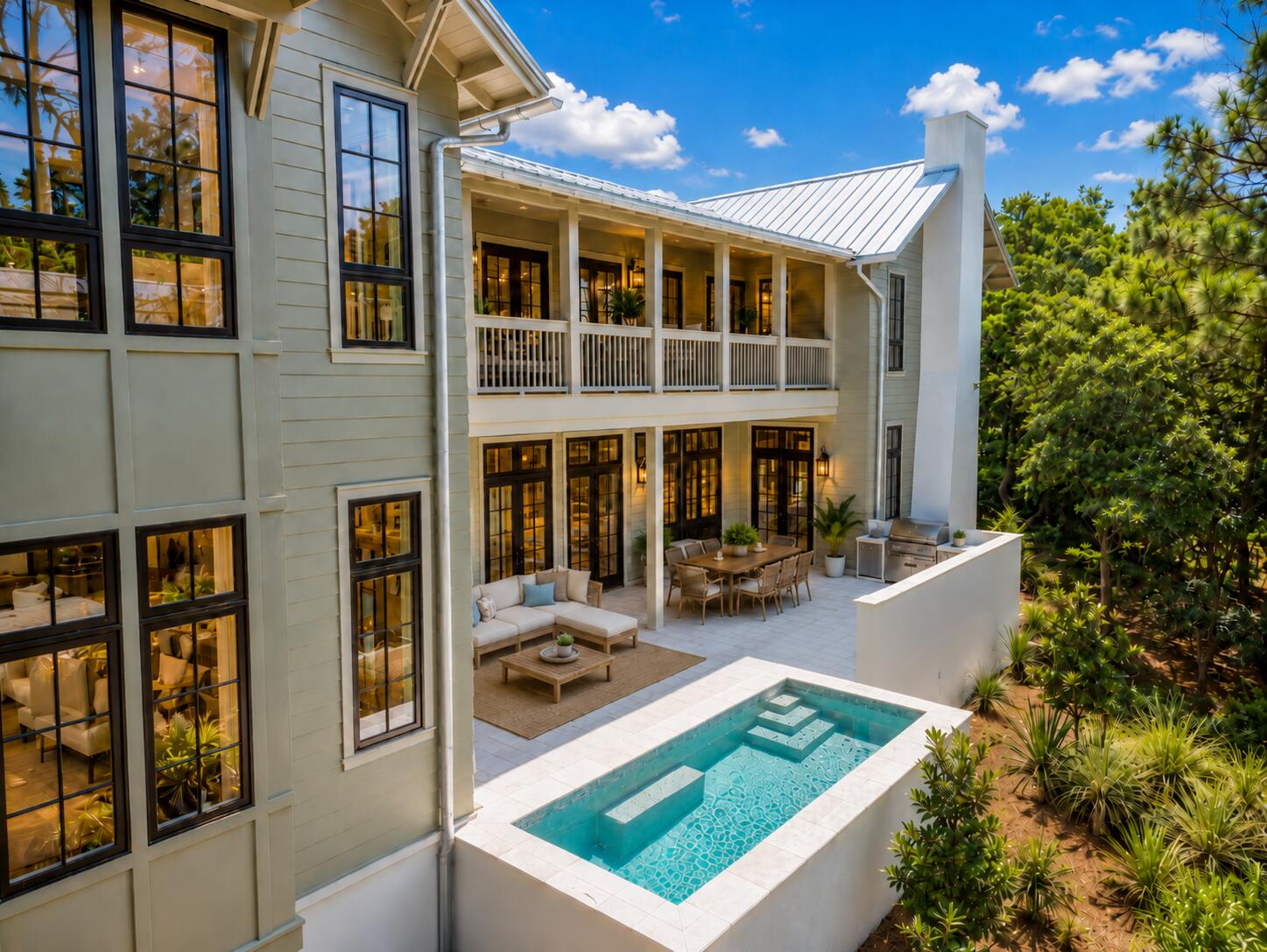 Experience the rare opportunity to own a brand-new custom coastal estate in the exclusive gated community of Lakeplace at Grayton Beach, ideally positioned near the beaches, dining, and lifestyle of Grayton Beach on Scenic 30A. This exceptional 5-bedroom, 5 full bath, 2 half bath residence offers luxury, privacy, and a large lot, rarely found this close to the beach. Set on nearly half an acre, the home encompasses approximately 5,686 square feet of heated and cooled living space with just under 10,000 square feet under roof. Designed for both everyday comfort and grand-scale entertaining, the floor plan blends timeless coastal architecture with elevated modern finishes. The exquisite master suite is thoughtfully located on the main level, offering a private retreat complete with generous proportions, refined finishes, and a spa-inspired bath designed for relaxation and comfort. Upstairs, four spacious guest suites each feature their own private en suite bathrooms, providing exceptional comfort and privacy for family and visitors alike.

The expansive outdoor living area is a true private retreat, featuring a large pool, spacious sun deck, covered lounge areas, and outdoor kitchen--perfect for hosting family and friends or enjoying quiet evenings after a day at the beach. Additional highlights include a three-car garage, oversized driveway, generous guest accommodations, and the peace of mind that comes with brand-new construction.

Tucked along the shores of Western Lake and neighboring Grayton Beach State Park, the community offers a rare blend of coastal and lakefront living. Residents enjoy a serene, low-density setting with access to a shared dock and pier, ideal for paddleboarding, kayaking, or simply taking in the natural beauty. The neighborhood also features a community pool and convenient connectivity to Scenic 30A, placing dining, shopping, and beach access just moments away. With limited rental activity, the atmosphere remains peaceful and private--equally suited for a full-time residence or a refined second home retreat.