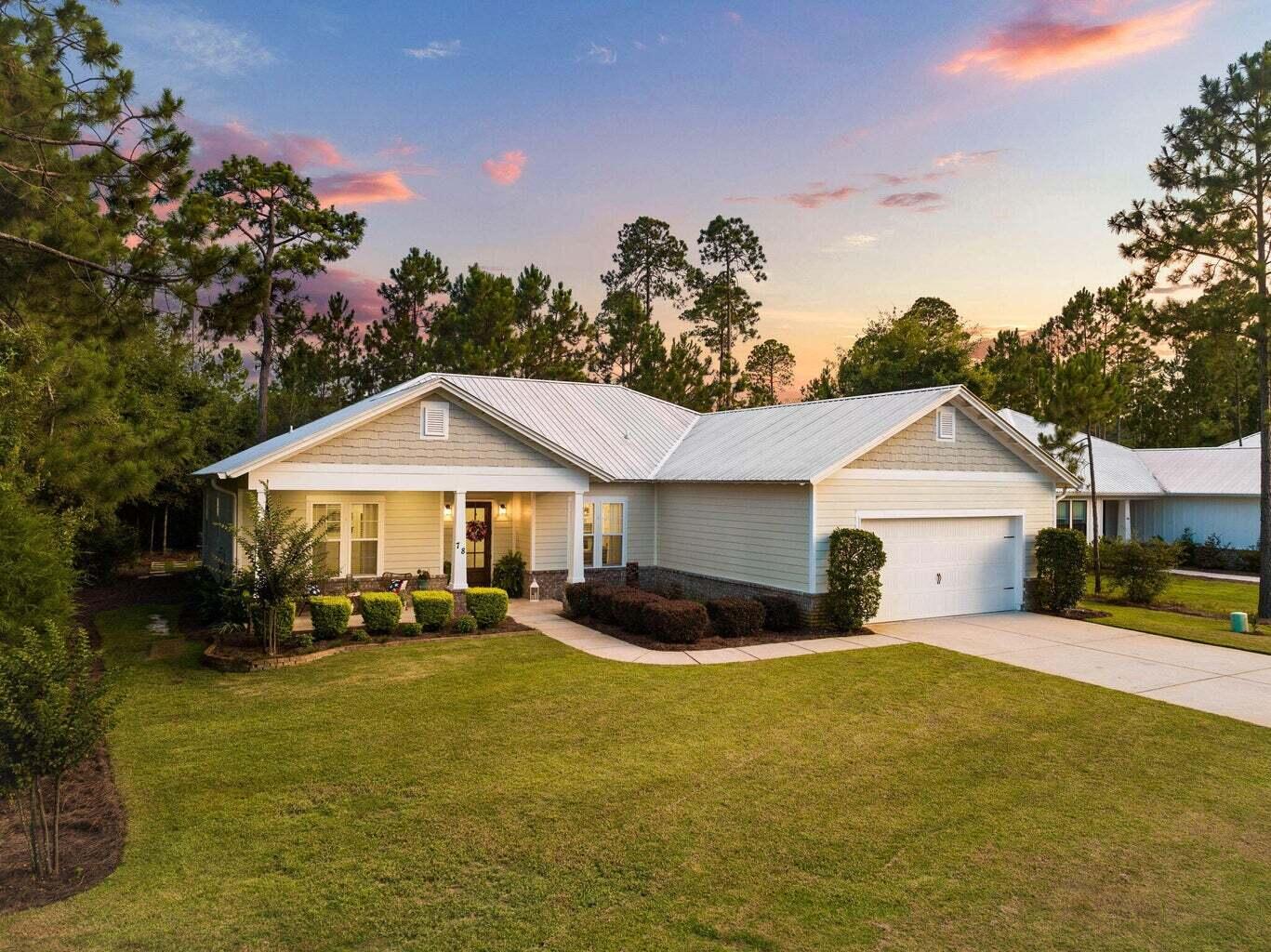 Why pay 30A prices when you can be 10 minutes from Grayton Beach in a custom-built home with resort amenities, a large homesite, and room to breathe?  **FURNITURE AND FURNISHINGS NEGOTIATABLE** Welcome to 78 Grizzly St, a beautifully crafted custom coastal craftsman home located in the desirable Bear Creek Subdivision of Freeport, Florida. This thoughtfully designed residence features 3 bedrooms and 2 bathrooms with an open, functional layout and high-quality interior finishes throughout, creating a warm and inviting atmosphere from the moment you enter.

The main living areas flow seamlessly, making the home ideal for both everyday living and entertaining. A large garage offers generous space for vehicles, storage, and beach gear. Step outside to enjoy a spacious backyard entertainment area, perfect for hosting friends and family or relaxing after a day at the beach. Bear Creek offers outstanding community amenities, including two resort-style pools, a fitness center, playground, and pickleball courts, providing something for everyone. Conveniently located just 10 minutes from the white-sand beaches and turquoise waters of Scenic Highway 30A, this home delivers the best of coastal living with the comfort of a well-established neighborhood.

Whether you're seeking a primary residence, second home, or investment opportunity, 78 Grizzly St offers exceptional value, lifestyle, and location.