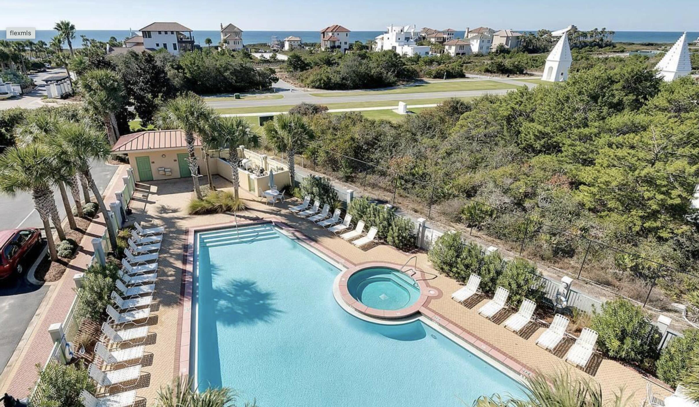 Welcome home! Prime 30A Studio with deeded beach access walkable to Seacrest, Rosemary and Alys Beach! Featuring a private deck overlooking the pool and breathtaking sunset views, this is the perfect place to unwind after a day at the beach. Designed for efficient living, the 325 square foot studio has a fully renovated bath with walk in shower, stylish furnishings and new flooring throughout.

The Inn at SeaCrest offers resort-style amenities, including a community pool, oversized hot tub, on-site laundry facilities, and a beach shuttle to the private deeded beach access.. Whether you're searching for a vacation retreat, temporary residence, or rental investment, this fully furnished, rental-ready studio is a fantastic opportunity in a highly desirable location.