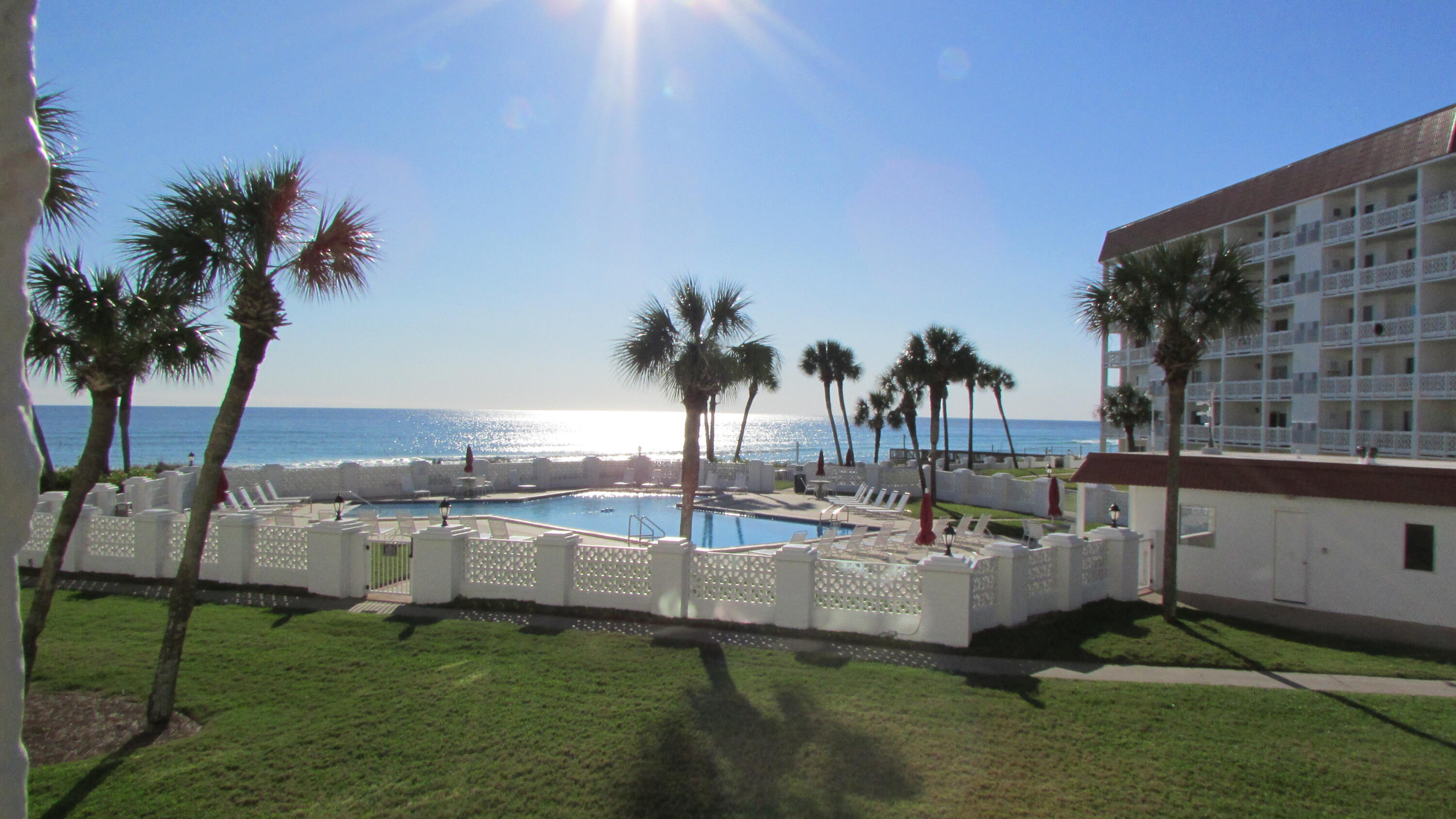 If you have been waiting for a slice of paradise your wait is over! This beautiful 2 bedroom bath and a half Condo is just what you have been  waiting for. Convenient to the beach with the sugar white sand of the Gulf just a short walk away. both pools, the Tennis/Pickleball courts and the recreation building. This unit has been renovated to include new Granite countertops in the kitchen that is bright and cherry. equipped with all you will need. Relax in the large Living room that looks out over the Emerald Green Waters through your sliding glass doors or go out on to the balcony and enjoy a cool beverage and enjoy the view. The Master Bedroom has a large walk in closet and separate vanity away from the shower/tub area.
Guest Bedroom has two single beds for added space and a second bathroom with vanity for washing up before dinner or bed for added convenience. Living room has pullout sofa for extra sleeping space and a fireplace for  those cool Florida nights. this is a must see. El Matador offers two Pools one heated in the cooler months and 11+ acres luscious green landscaping 24/7 gate guard two lounges that can be used by our owners for a small fee.
You will find views of the sound and the gulf, don't let this unit become someone else's dream come true. call today.