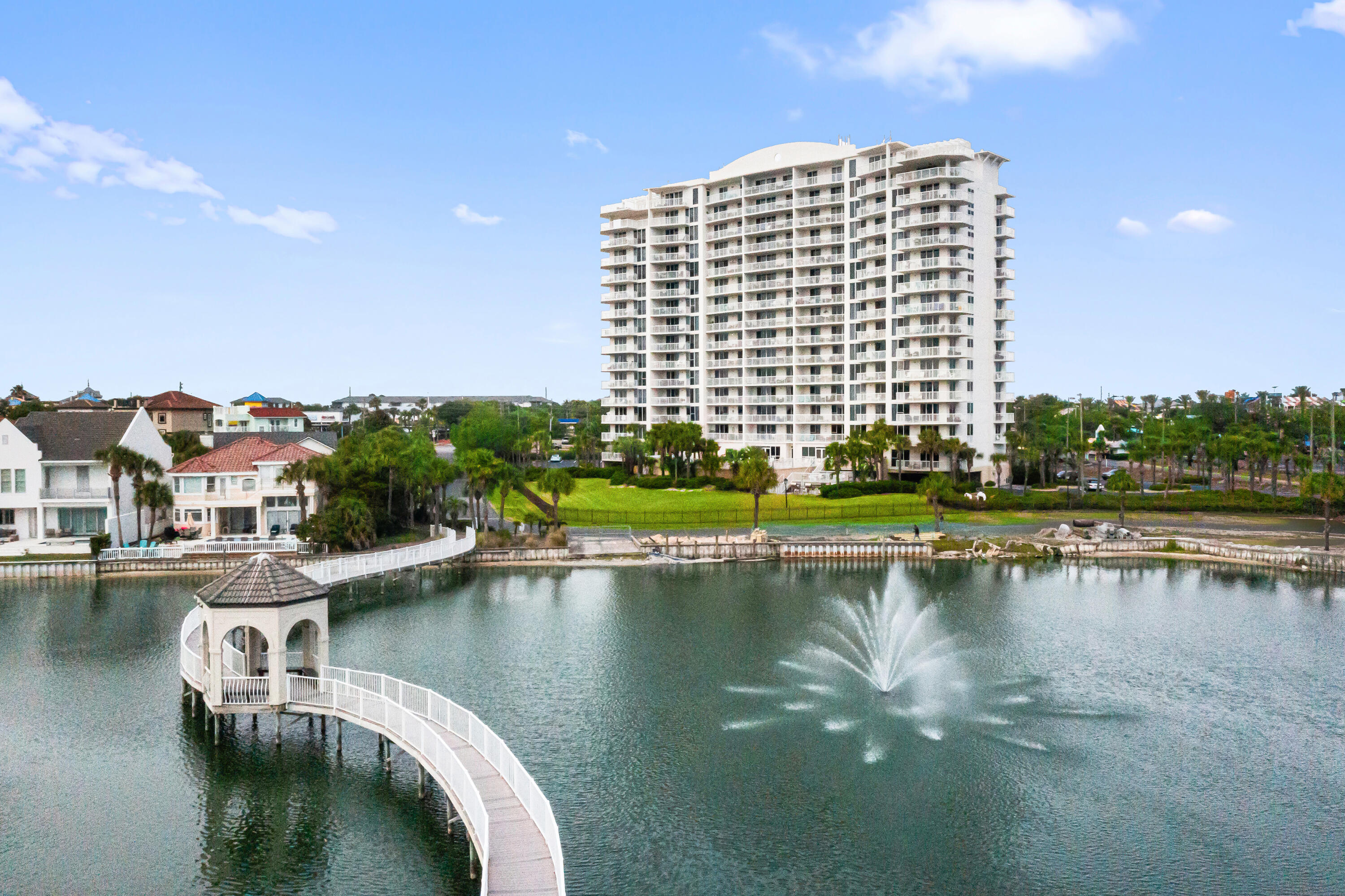 Positioned within Destin, this 3 bedroom, 3 bath end unit residence at The Terrace at Pelican Beach presents a compelling opportunity to create value in one of the Emerald Coast's most sought after locations. Priced with renovation in mind, this condo invites a buyer with vision to transform it into a personalized coastal retreat or high-performing investment.

The thoughtfully designed floor plan offers both openness and flexibility. A private rear bedroom suite, complete with full bath and laundry, can be closed off with its own door, ideal for guests or rental versatility. Expansive glass sliders lead to a spacious balcony where western-facing views capture sunsets over the lake, while the end-unit positioning allows for additional eastern windows that welcome soft morning light. Ownership includes access to an impressive suite of amenities shared with Pelican Beach Resort, including multiple pools, a fitness center, gated entry, and direct beach access. In addition, The Terrace also maintains a community pool and fitness center in the building.
 
Enjoy days by the Gulf, unwind at the beachside gazebo and bar, or take advantage of nearby attractions like Big Kahuna's Water & Adventure Park, along with dining, shopping, and everyday conveniences just moments away.

Whether positioned as a short-term rental investment, second home, or full-time residence, this property offers a rare blend of location, layout, and upside potential!