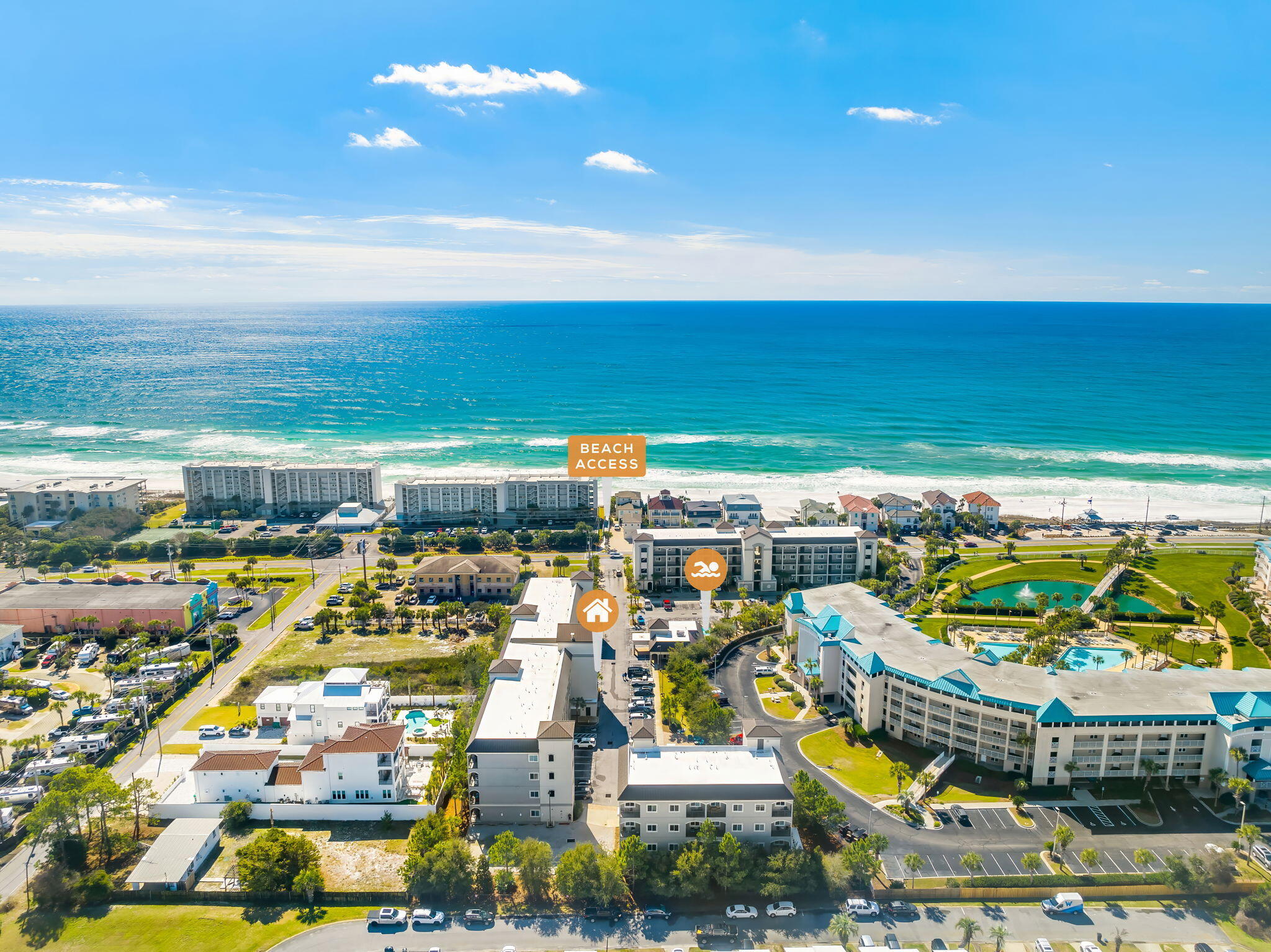 High-Performing Ground-Floor Condo | No Elevators | Owner-Loved Second Home

This ground-floor, 3-bedroom condo at Alerio in Miramar Beach offers a rare combination of strong rental performance and true owner pride. No elevators, no stairs, and direct walk-up access make this unit exceptionally appealing to vacation renters especially families, multi-generational groups, and guests traveling with beach gear or mobility needs.

Located directly across from the Gulf along Scenic Gulf Drive, this fully furnished residence features beach access just steps away, a key driver of repeat bookings. Offering 1,324 square feet, 10-foot ceilings, and a bright open-concept layout, the condo lives large and functions effortlessly for both personal use and short-term rentals.

Unlike many investor-only units, the current owners primarily enjoyed this condo as a second home during holidays before relocating to the area. As a result, the property reflects careful ownership, thoughtful updates, and consistent maintenance details guests notice and appreciate.

The private ground-floor patio provides a peaceful retreat to enjoy Gulf breezes and sunsets without shared balconies or elevator waits an amenity that consistently boosts guest satisfaction.

The kitchen is designed for group stays and entertaining, featuring granite countertops, stainless steel appliances (2023), and a large island with bar seating. The flexible sleeping configuration including a primary suite plus two guest bedrooms supports high occupancy and family-friendly rentals.

Key updates include HVAC system (2023), Water Heater (2023) and Smart TVs (2023), reducing future maintenance and enhancing guest experience. A dedicated owner's closet allows for personal storage while maintaining rental efficiency. Despite limited personal use, the condo still produced over $45,000 annually in rental income, demonstrating strong demand in this desirable Miramar Beach location.

Alerio is a gated community offering a heated pool, hot tub, grilling area, assigned parking, and direct access to two public beach entrances. Guests enjoy close by shopping, dining, Winn-Dixie, Starbucks, and Silver Sands Premium Outlets.

With ground-floor convenience, no elevator dependency, proven rental income, and the added confidence of owner-occupied care, this condo stands out as a turnkey vacation rental or low-maintenance second home in the heart of Miramar Beach.