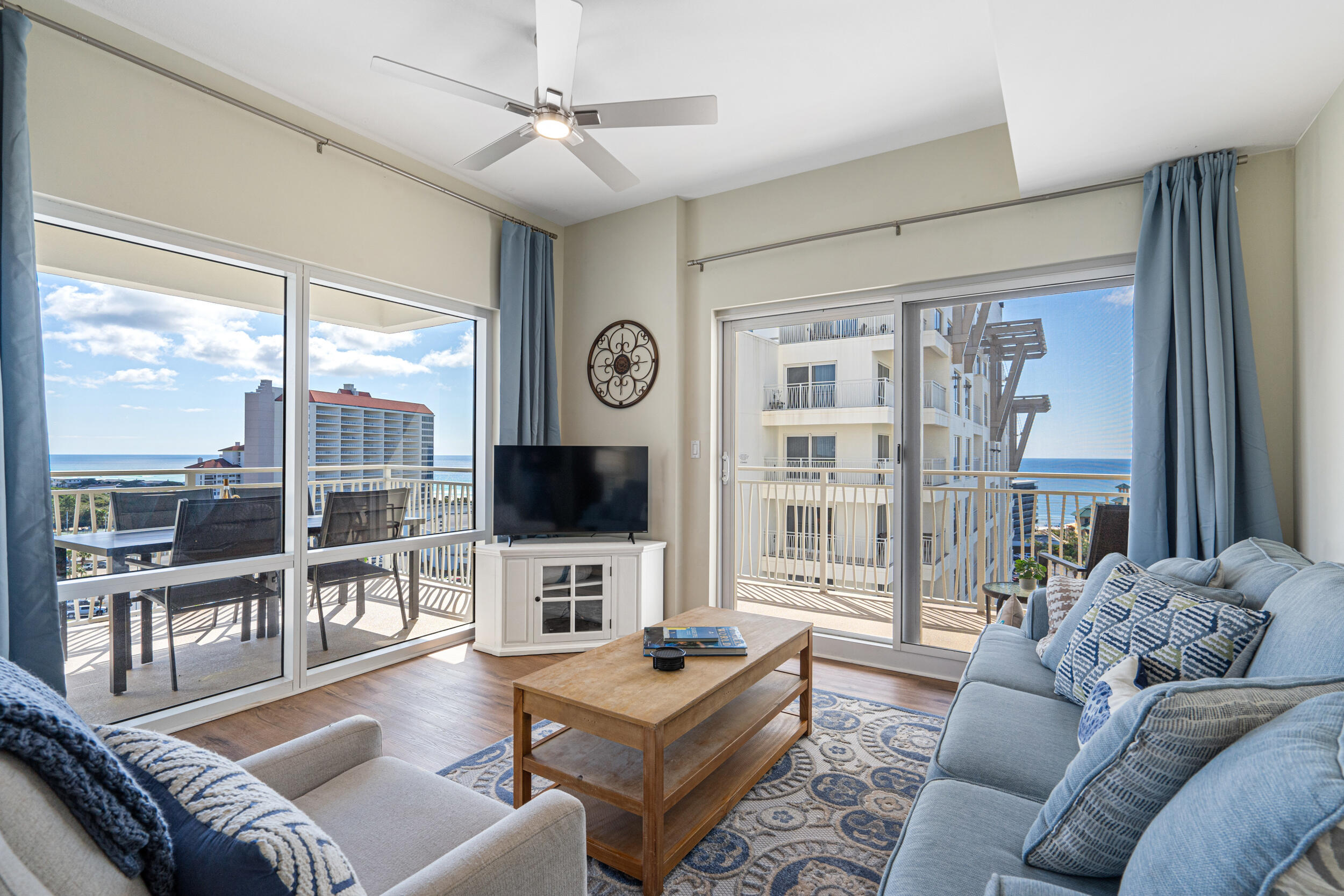 Unit 6901/6903, a rare, Fully Furnished, 9th-floor corner, lockout in the heart of Sandestin Golf and Beach Resort offering breathtaking South-Southeastern views of the emerald-green waters of the Gulf Coast. This beautifully updated studio and one-bedroom combo delivers flexibility and income potential, perfect as a private vacation retreat, rental investment, or both. The spacious wraparound balcony, new ceiling fans, vinyl plank flooring, refreshed kitchen finishes, and coastal furnishings showcase this Turnkey unit! Located within the gates of Sandestin Golf and Beach Resort, residents and guests enjoy world-class amenities including championship golf, private beach access, tennis courts, dining, shopping, and entertainment -all just steps away.