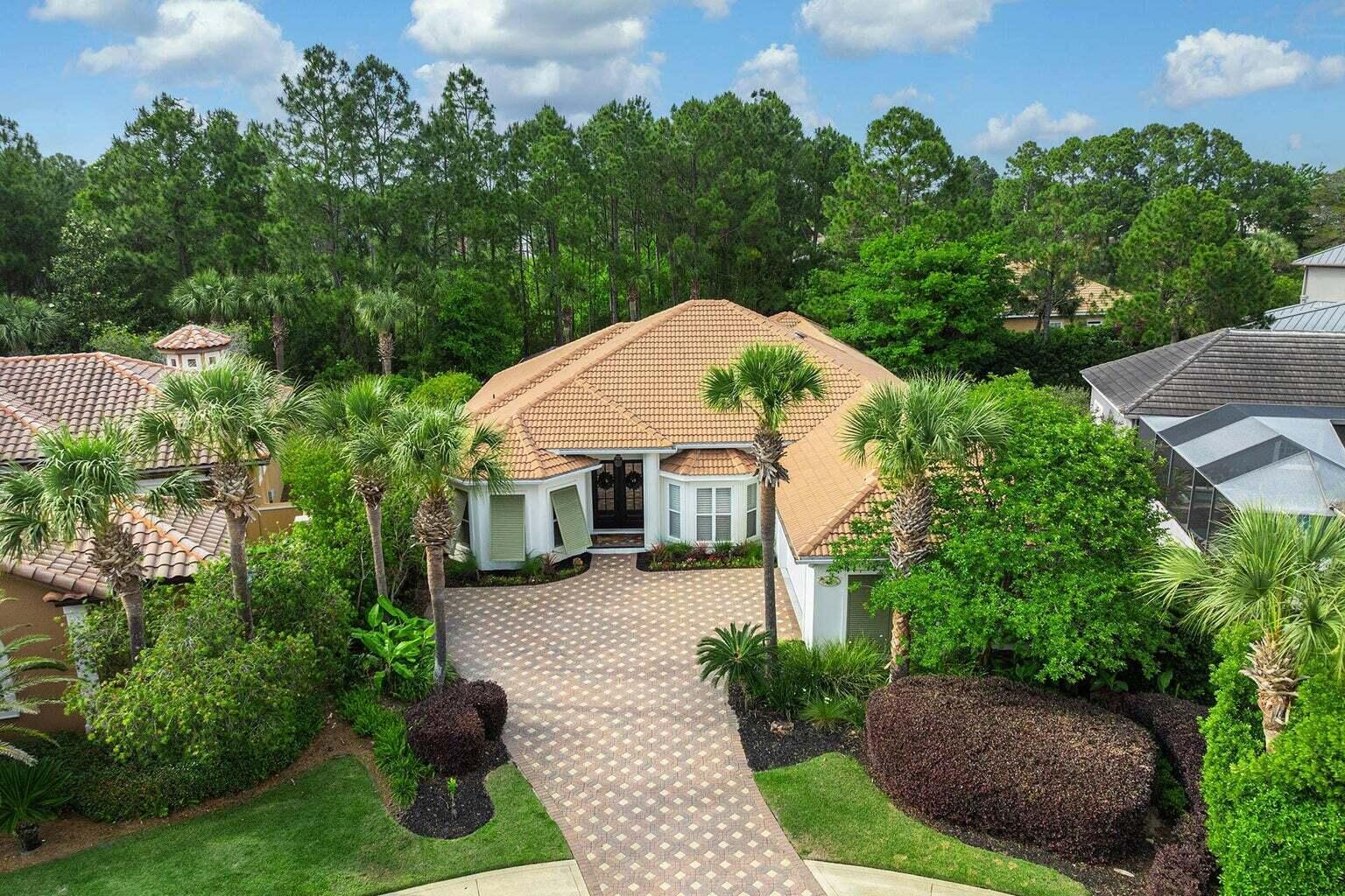 This lovely Florida Coastal home offers a total of 4 bedrooms, 3 1/2 baths plus a sizable office space & detached guest quarters with full kitchen. Plantation shutters, granite counters, & outdoor cooking area only add to the homes appeal. To insure your outdoor pleasure when you're not on the beach across from the main gate there is a 30x15 covered heated pool. Oversized two-car garage & spacious 0.26 acre lot in the highly sought-after gated Destiny East Subdivision make this home the perfect choice. Positioned on a quiet cul-de-sac you can golf-cart to Destin Commons, Silver Sands Outlet Mall and a multitude of shopping & dining spots along Scenic 98. This home provides the opportunity to experience countless days of Emerald Coast luxury. Call and schedule your private viewing today! Home is currently for sale also. See MLS #1007385