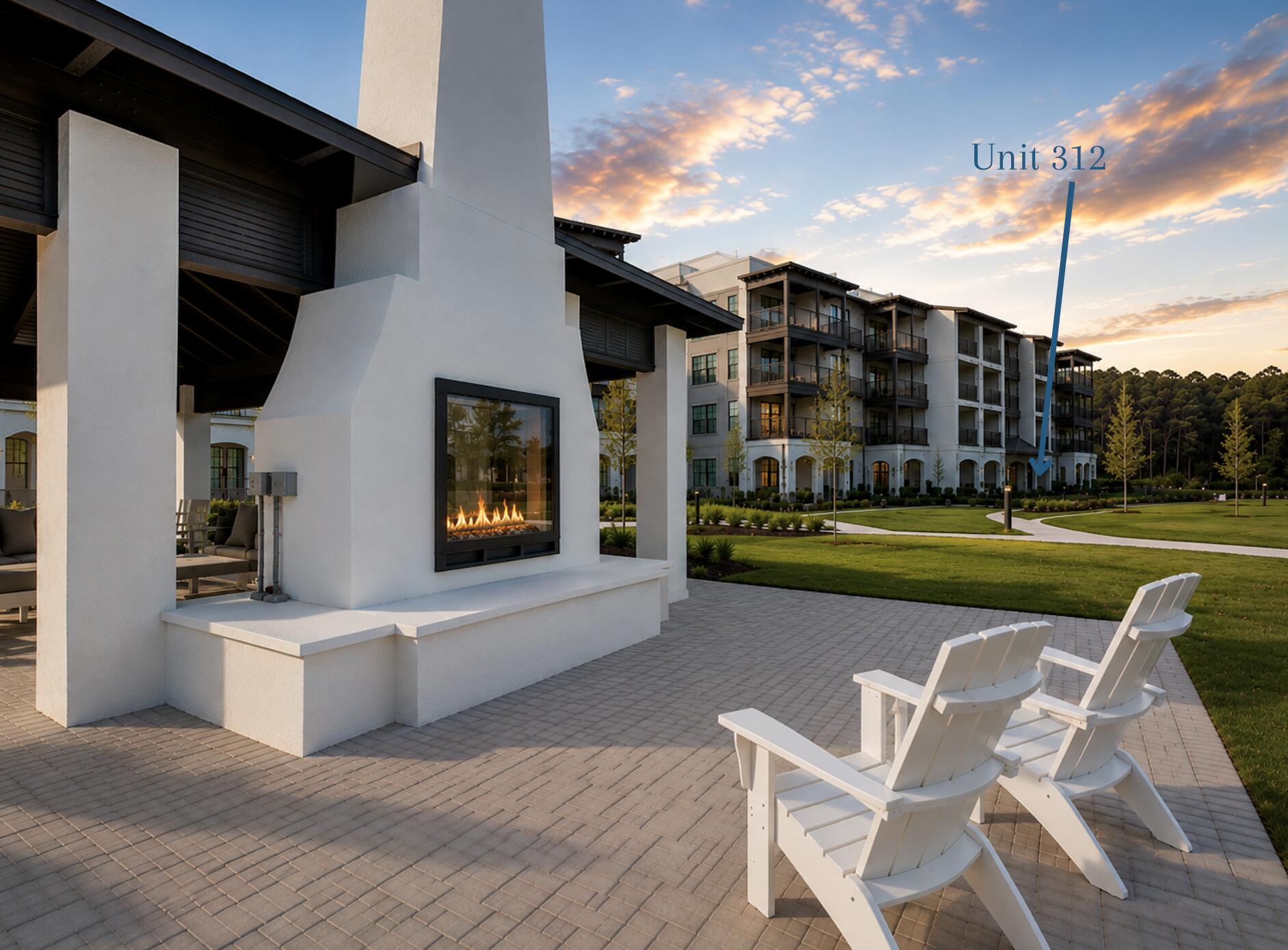 Experience luxury coastal living at Unit 312 in The Grove at Seascape, one of Miramar Beach's newest resort communities. This highly desirable ground-floor residence offers convenient walk-out access to resort amenities and is just a short golf cart ride to the sugar-white beaches of the Emerald Coast.

Designed with upscale finishes and an open-concept layout, this beautifully appointed condominium features soaring 15-foot ceilings, luxury flooring, quartz countertops, white shaker soft-close cabinetry, premium Bosch stainless steel appliances, a gas range, a spacious center island, and a dedicated workspace perfect for remote work. A Whirlpool washer and dryer are included, making this residence completely turnkey.

The split-bedroom floor plan provides privacy and comfortably accommodates family and guests with two spacious bedrooms, two full bathrooms, a private bunk room, and a large walk-in laundry room. The primary suite offers direct access to the covered patio, creating the perfect place to relax after a day at the beach.

Step outside to The Grove's exclusive Aquatic Gardens featuring a lazy river, zero-entry resort pool, owners-only pool, family pool, expansive sun decks, tropical landscaping, outdoor grilling areas, and relaxing gathering spaces. Owners also enjoy access to Seascape Resort's exceptional amenities, including approximately 2,000 feet of private beach access, championship golf, six clay tennis courts, four pickleball courts, walking trails, restaurants, shopping, and multiple resort pools.

Ideal as a primary residence, vacation home, or income-producing investment, Unit 312 is currently generating rental income with existing bookings that may transfer to the new owner, providing immediate revenue potential. Estimated annual rental income for comparable two-bedroom residences is approximately $48,000, though actual income will vary based on occupancy, rental rates, owner usage, management, and market conditions.

HOA dues include building insurance, water, sewer, trash service, cable TV, high-speed internet, professional landscaping, exterior maintenance, and 24-hour gated security.

Don't miss this opportunity to own a luxury, ground-floor condominium in one of Miramar Beach's most sought-after resort destinations, offering exceptional amenities, strong rental potential, and the coastal lifestyle buyers dream about.