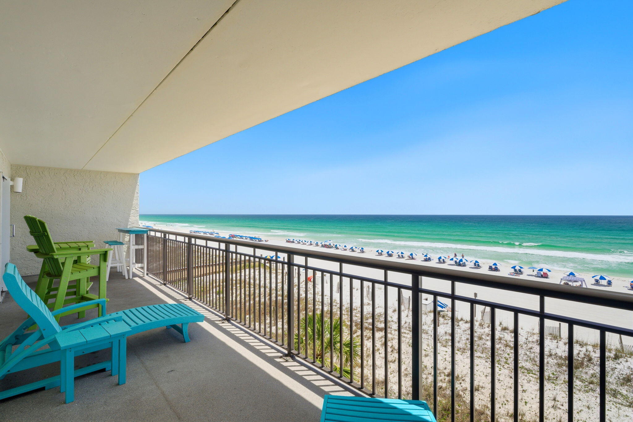Welcome to one of the rare opportunities at Island Echos, a beautifully maintained fourth-floor beachfront condominium featuring THREE true full-sized bedrooms, a highly sought-after layout that is rarely available along the Gulf Coast. 
Perfectly positioned directly on the Gulf, you'll fall asleep to the soothing sound of the waves and wake up just steps away from the sugar-white sands and emerald turquoise waters.

From the moment you walk inside, natural light pours throughout the residence while breathtaking water views immediately capture your attention. The oversized balcony offers the perfect setting for morning coffee, sunset dinners, or simply relaxing while overlooking the Gulf. Even the spacious primary suite enjoys direct water views, creating a peaceful retreat you'll never want to leave.

The kitchen has been meticulously maintained and thoughtfully designed with an abundance of cabinetry, granite countertops, and open sightlines that allow you to enjoy the stunning Gulf views while cooking, entertaining, or spending time with family and friends. The spacious open-concept layout makes the condo feel welcoming, airy, and ideal for both full-time living and vacation enjoyment. One of the standout features that truly sets this unit apart is the private in-unit washer and dryer conveniently located in the hallway closet area -- and both convey with the purchase. Many other units within the community rely on shared community laundry facilities, making this a rare and highly desirable convenience for owners and guests alike.

Residents and guests of Island Echos enjoy gated access, a community pool, fitness center, elevator access, and one of the most desirable stretches of beach along the Emerald Coast.

Whether you're searching for a primary residence, second home, or income-producing investment property, this condominium offers exceptional flexibility with short-term rentals allowed. Even better, future vacation bookings can transfer to the new owner at closing, allowing you to start generating passive income immediately from day one.

Due to the high demand and strong rental history, showings will be limited as this vacation rental is frequently fully booked. Experience firsthand why this remarkable Gulf-front condo stands out from the rest.