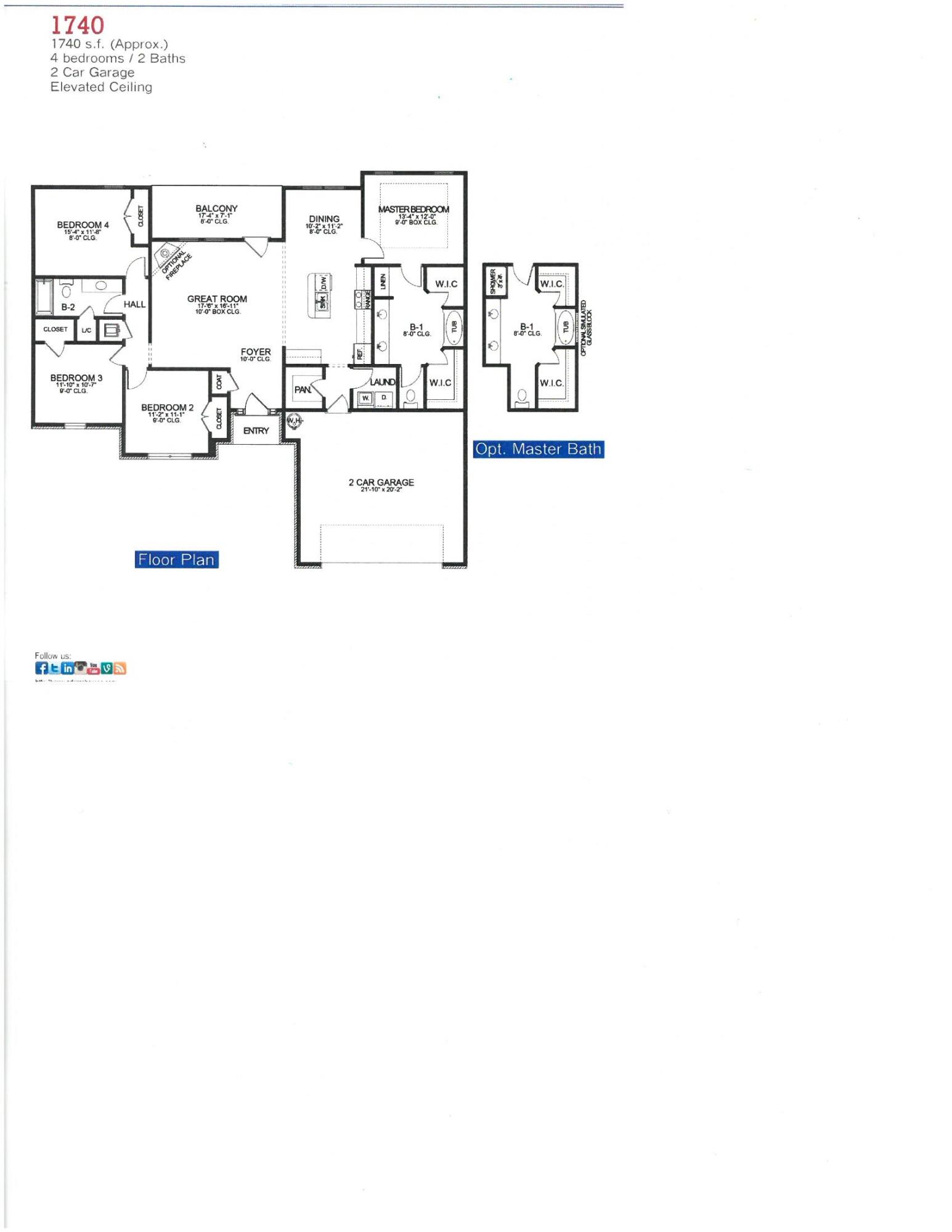 Upon entering the 1740 floorplan, you'll be greeted by a welcoming foyer that leads you into the heart of the house. The open-concept design seamlessly connects the kitchen, dining area, and living room, creating a spacious and inviting atmosphere that is perfect for both everyday living and entertaining guests. The kitchen has abundant cabinet space and a center island that is a focal point for meal preparation and socializing. The living room serves as a central gathering space, providing plenty of room for relaxation and quality time with loved ones. The master suite boasts a generous bedroom, his and hers walk-in closets, and an ensuite bathroom with double vanities. The three additional bedrooms are strategically placed on the opposite side of the home, providing flexibility.