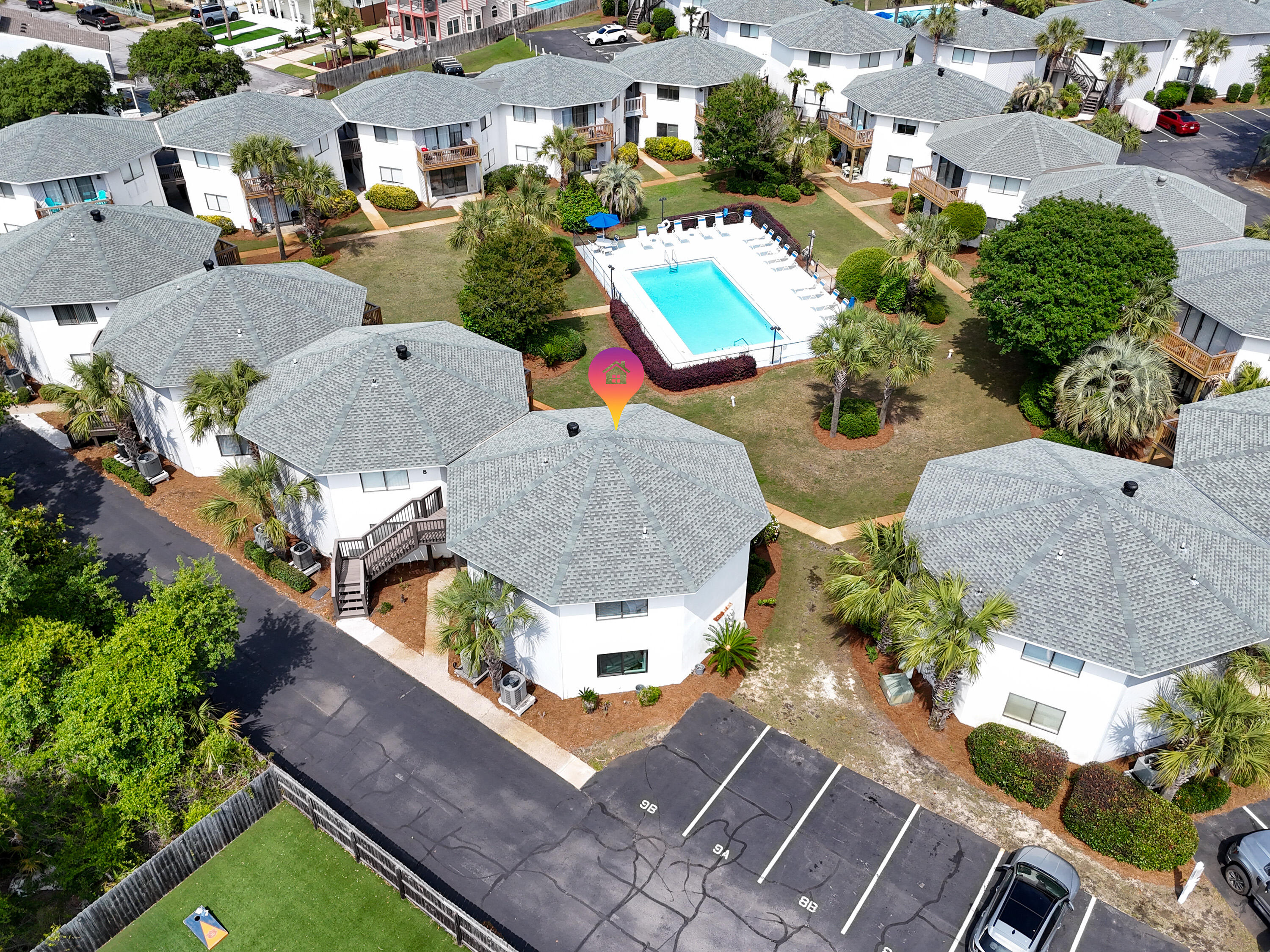 First Floor 2 bedroom 2 Bath Condo located only a few short blocks from the BEACH. This unit offers upgraded Hurricane rated impact windows and LVP flooring. Sold Fully Furnished and Rental Ready. Crystal Village offers 2 community pools (One seasonally heated), bike storage, and a community room. Put your flip flops on, grab your snorkel, and head down to check out the dolphin shaped artificial reef located at the Regional Miramar Beach Public Beach access. Short term rentals Allowed. Pet friendly for owners. 2022 A/C 2020 water heater.