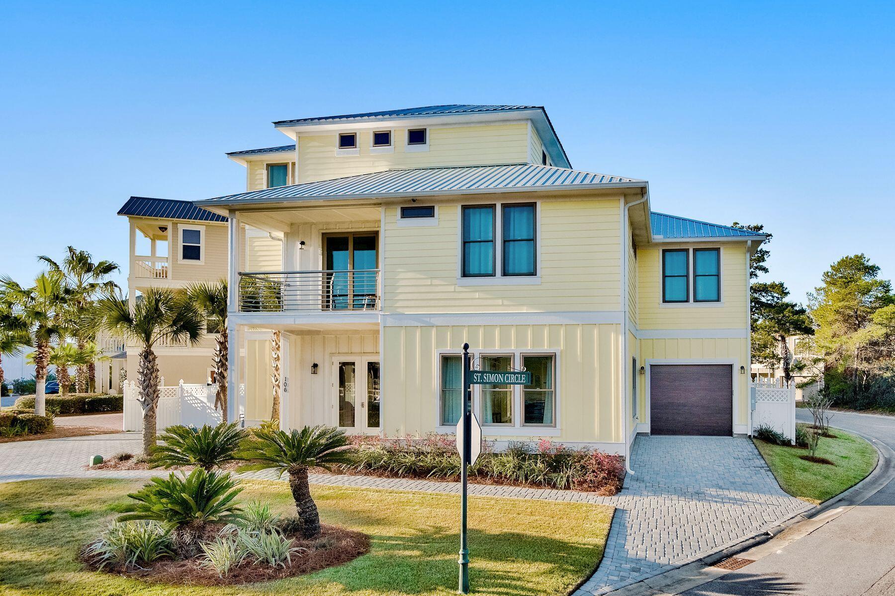 Completed in 2018, this three-story home captures the essence of coastal living with elegant design and modern comfort. Just steps from sugar-white sands and the emerald waters beyond, it offers six bedrooms, six and a half baths, and the versatility to serve as a full-time home, vacation getaway, or income-producing investment. Inside, an open-concept layout welcomes effortless flow from the bright living area through the dining space to a chef-inspired kitchen featuring granite countertops, stainless steel appliances, and a breakfast bar framed by classic white cabinetry. A second living area upstairs provides extra room for games or quiet conversation, while multiple ensuite bedrooms ensure privacy for family and guests. Beyond the glass doors, a private oasis awaits. Completed in 2018, this three-story home captures the essence of coastal living with elegant design and modern comfort. Just steps from sugar-white sands and the emerald waters beyond, it offers six bedrooms, six and a half baths, and the versatility to serve as a full-time home, vacation getaway, or income-producing investment. Inside, an open-concept layout welcomes effortless flow from the bright living area through the dining space to a chef-inspired kitchen featuring granite countertops, stainless steel appliances, and a breakfast bar framed by classic white cabinetry. A second living area upstairs provides extra room for games or quiet conversation, while multiple ensuite bedrooms ensure privacy for family and guests. Beyond the glass doors, a private oasis awaits. The fenced backyard features a sparkling pool and spa, surrounded by paver terraces, a grilling station, and a shaded patio, perfect for outdoor dining and evening gatherings. A one-car garage and ample parking for seven vehicles add convenience, while the gated community enhances peace of mind. For those who value both lifestyle and opportunity, this home captures the best of both strong rental performance, abundant amenities including a community pool and picnic area, and the unmistakable allure of the gulf just down the street.