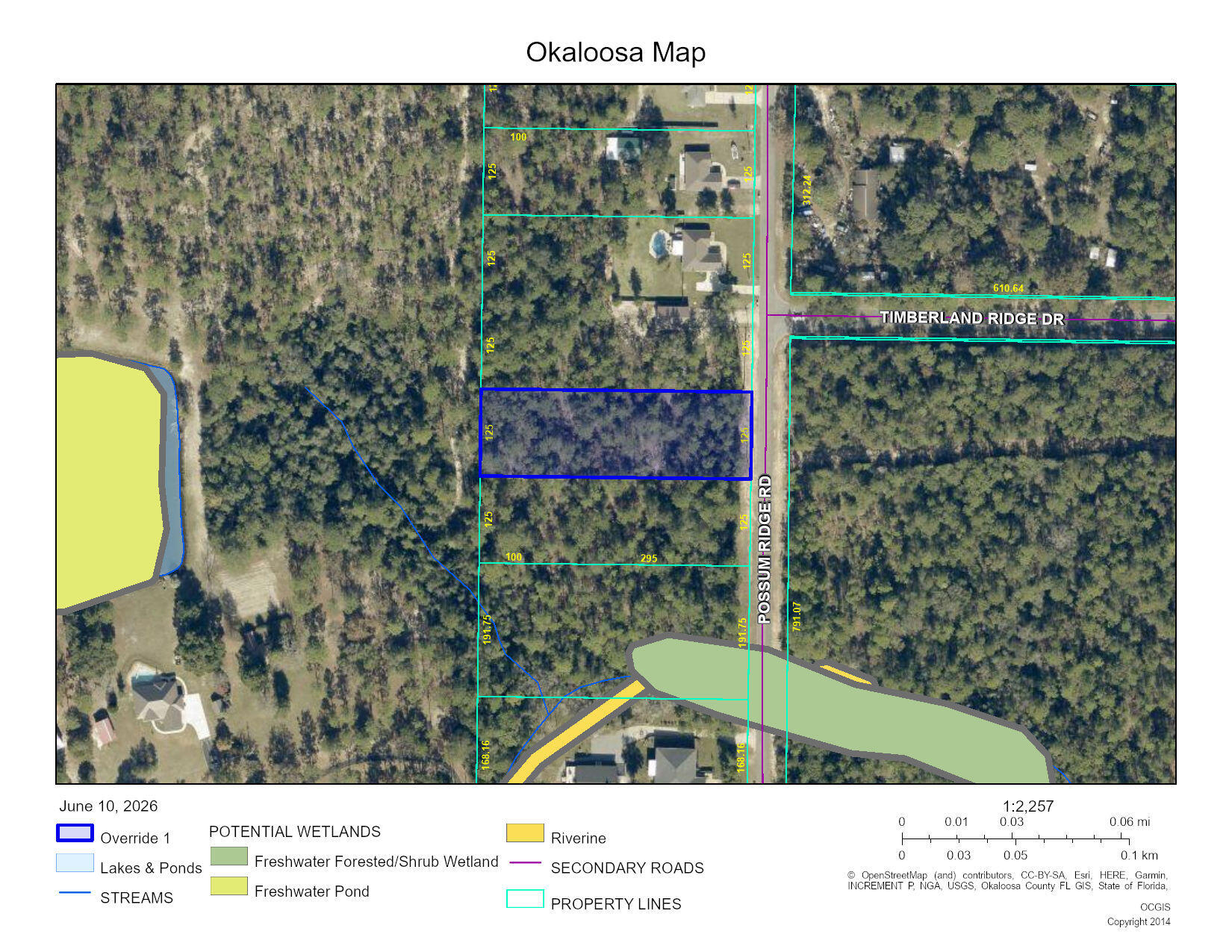 1.12 Acres | Possum Ridge Road, Crestview, FL
Wooded 1.12-acre parcel zoned Rural Residential with 125 feet of road frontage on Possum Ridge Road in Crestview. Timber is a mix of hardwood and pine, offering natural privacy and a solid foundation for clearing to suit. Power and water are available at the road with tap fees due at time of connection. No HOA, no wetlands, and Flood Zone X -- no flood insurance required. A clean, buildable lot with utilities in reach and no association restrictions.