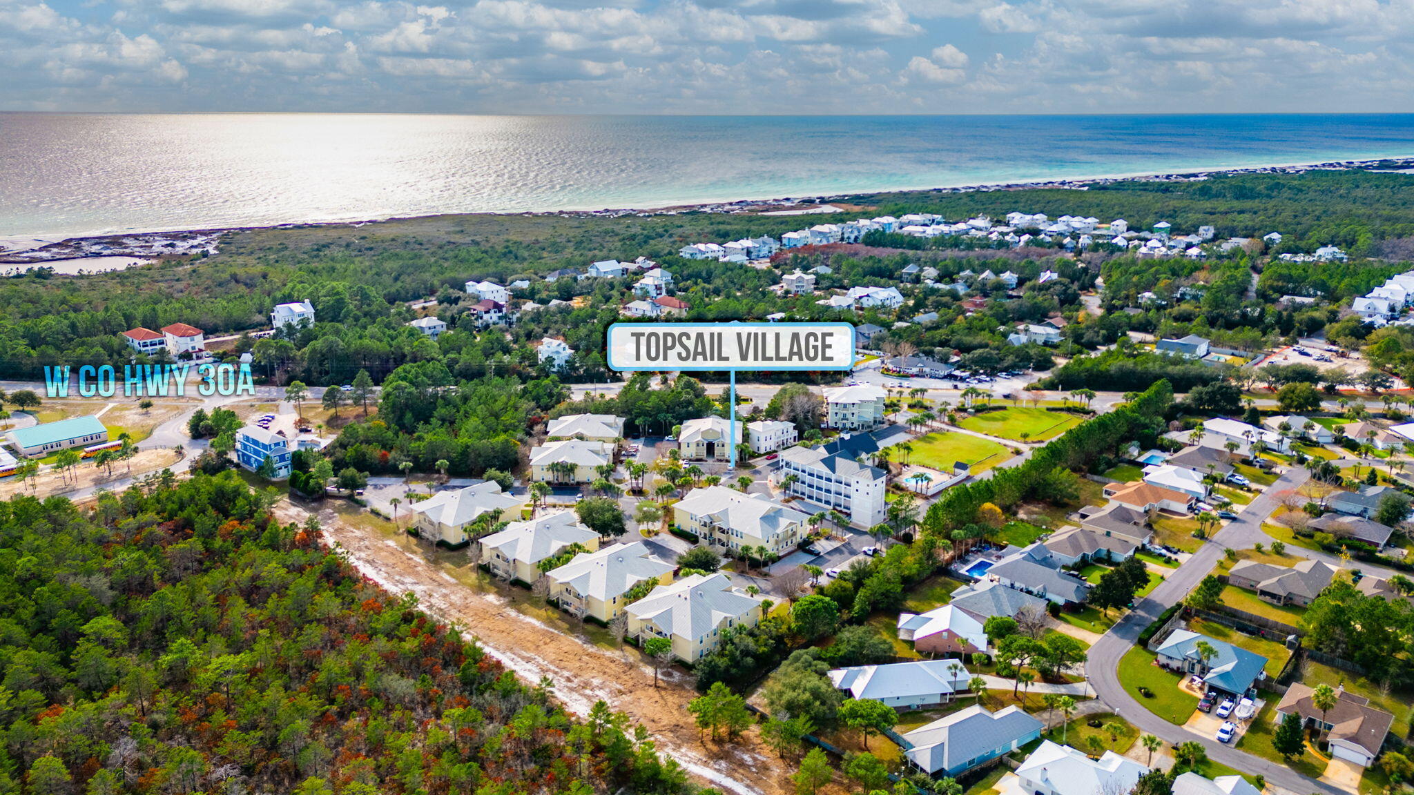 Phenomenal,1st Floor, 2 bedroom, 2 bath condominium with large kitchen and open floorplan, strategically located just off Scenic Hwy 30A! A lot of square footage off 30A for this price point! This sought-after community offers an amazing emerald coast beach lifestyle with multiple beach accesses within a mile, a community pool and more! Topsail State Park and Point Washington State Parks are close by as well as a multitude of restaurants and shopping.