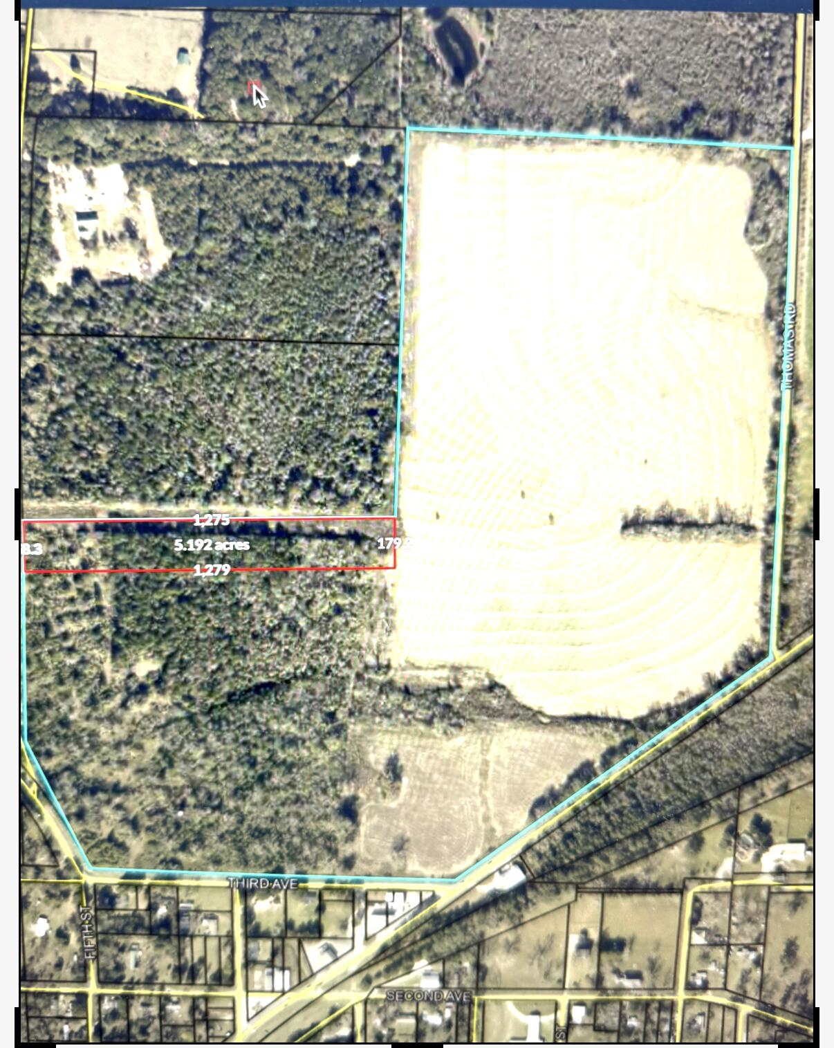 5 +/-  acres is to be surveyed out of a larger parcel.

Square marked is for location purposes and  is not drawn to scale..